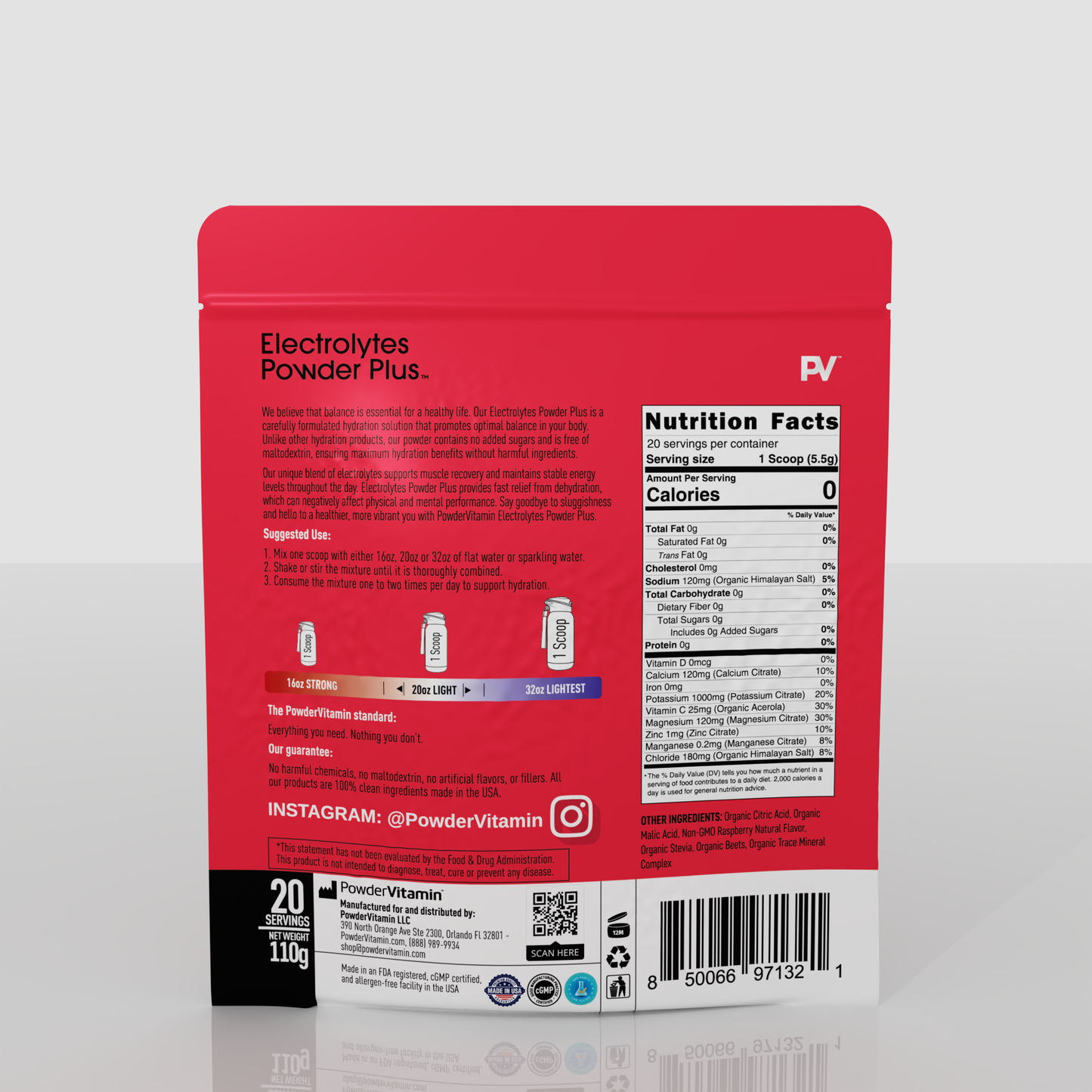 Raspberry Electrolytes Powder 20 Servings