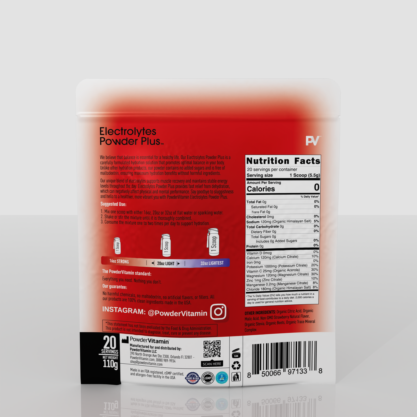 Strawberry Electrolytes Powder 20 Servings