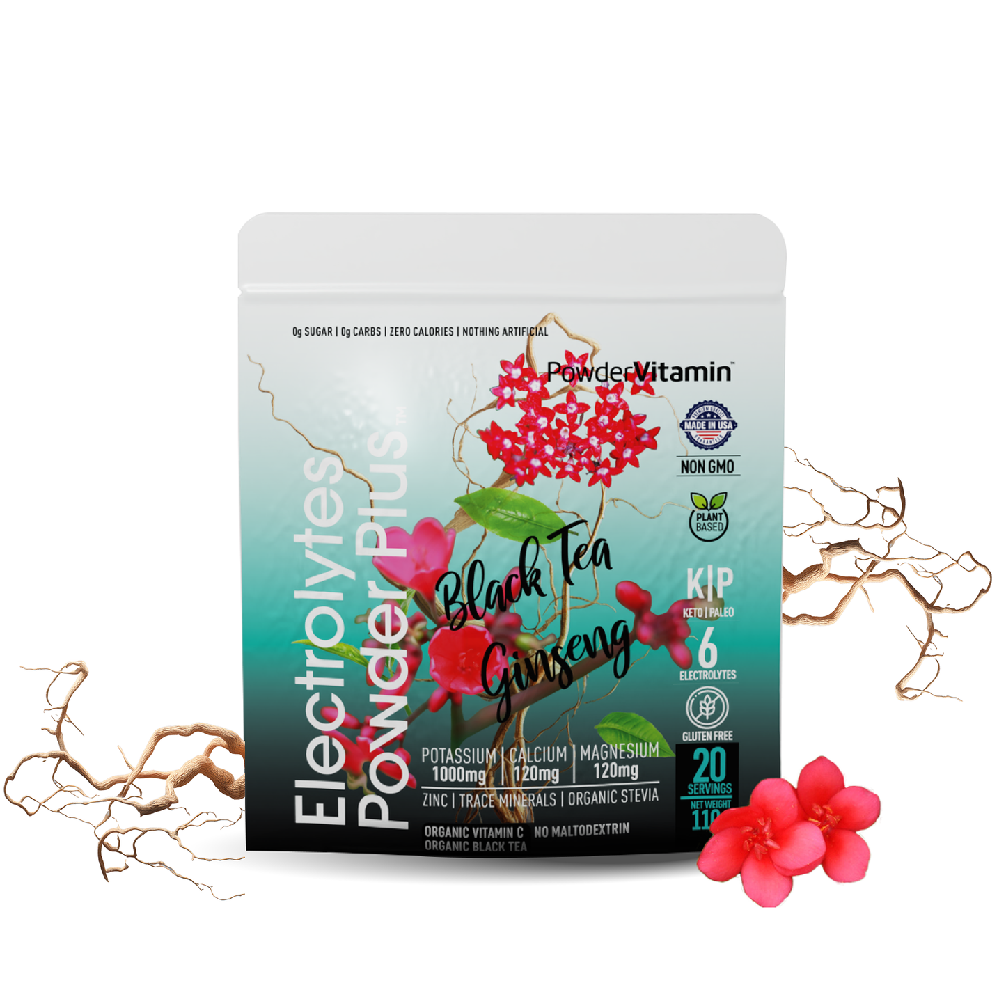 Black Tea Ginseng Electrolytes Powder 20 Servings