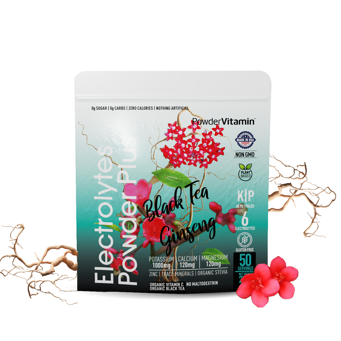 Black Tea Ginseng Electrolytes Powder 50 Servings