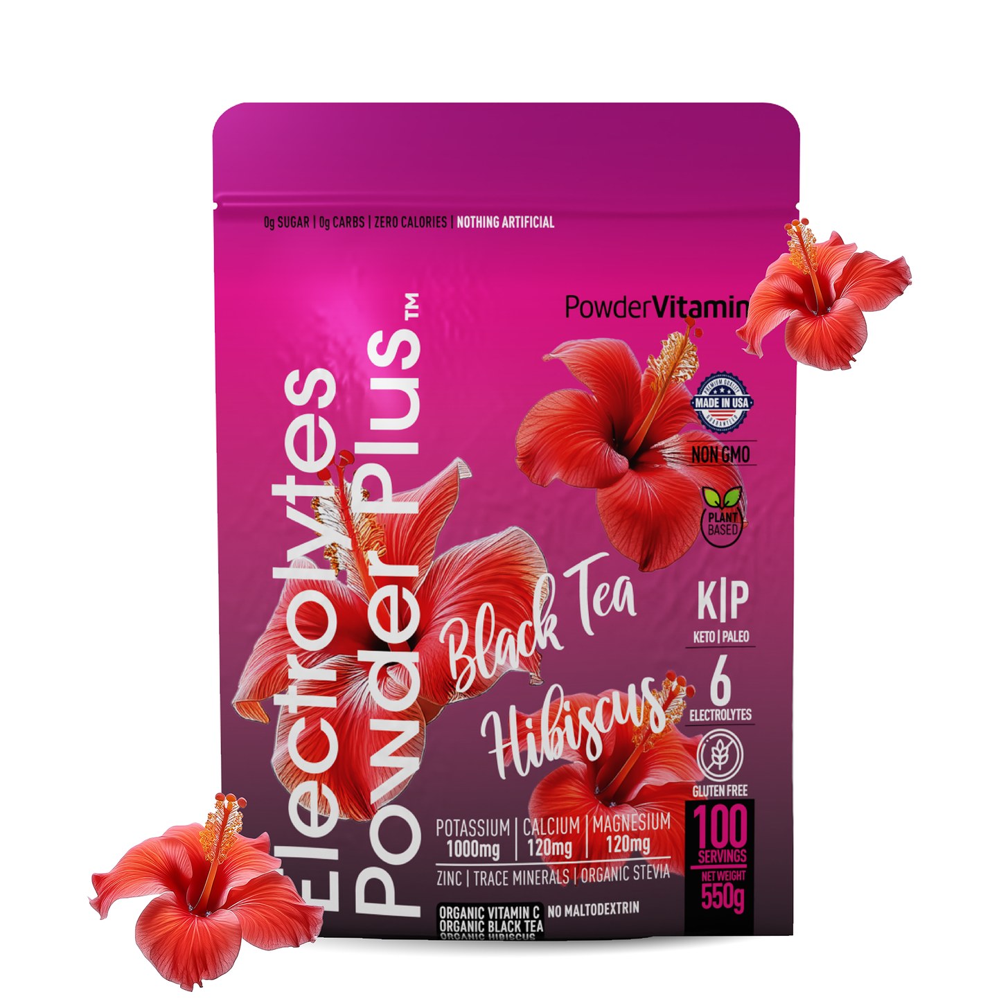 Black Tea Hibiscus Electrolytes Powder 100 Servings