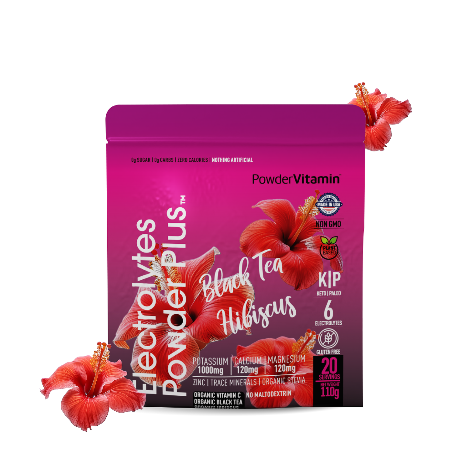 Black Tea Hibiscus Electrolytes Powder 20 Servings