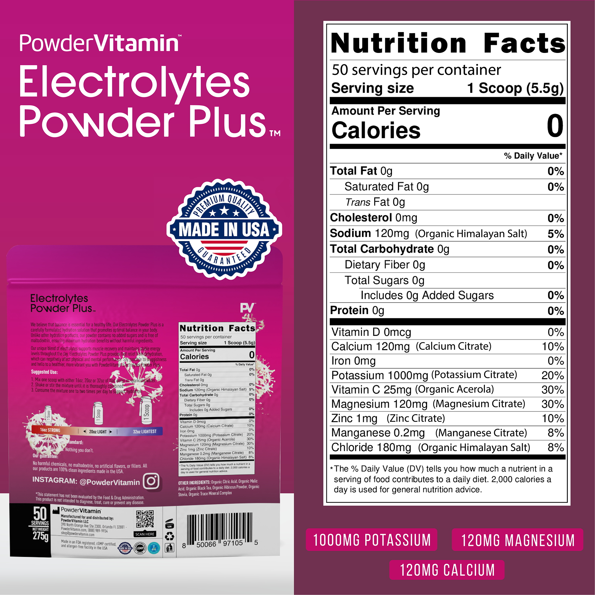 Black Tea Hibiscus Electrolytes Powder Plus™ 50 Servings