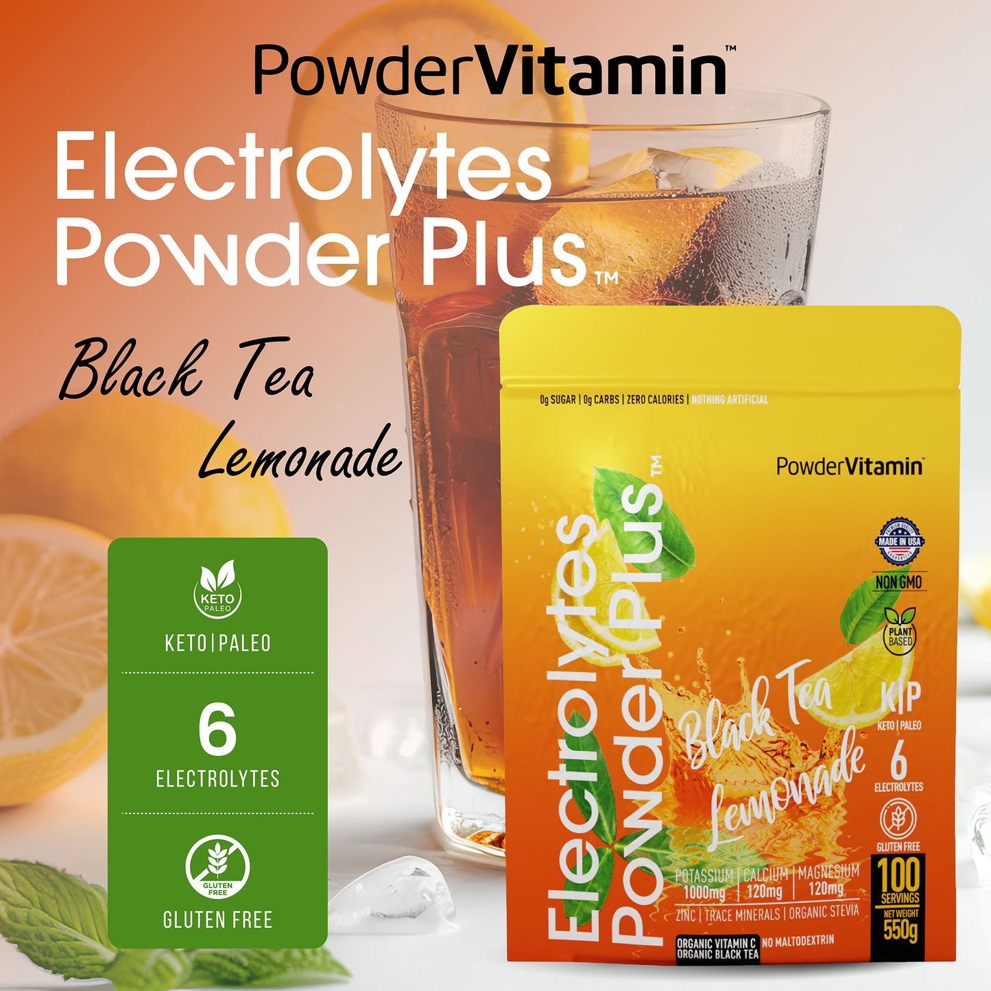 Black Tea Lemonade Electrolytes Powder 100 Servings