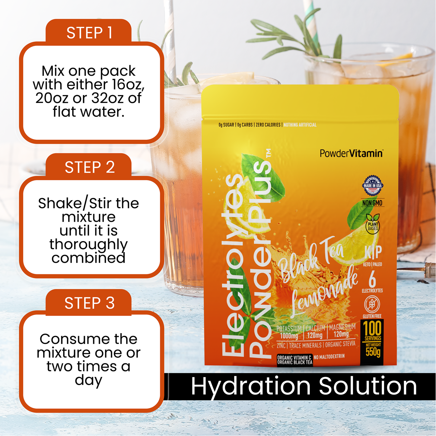 Black Tea Lemonade Electrolytes Powder 100 Servings