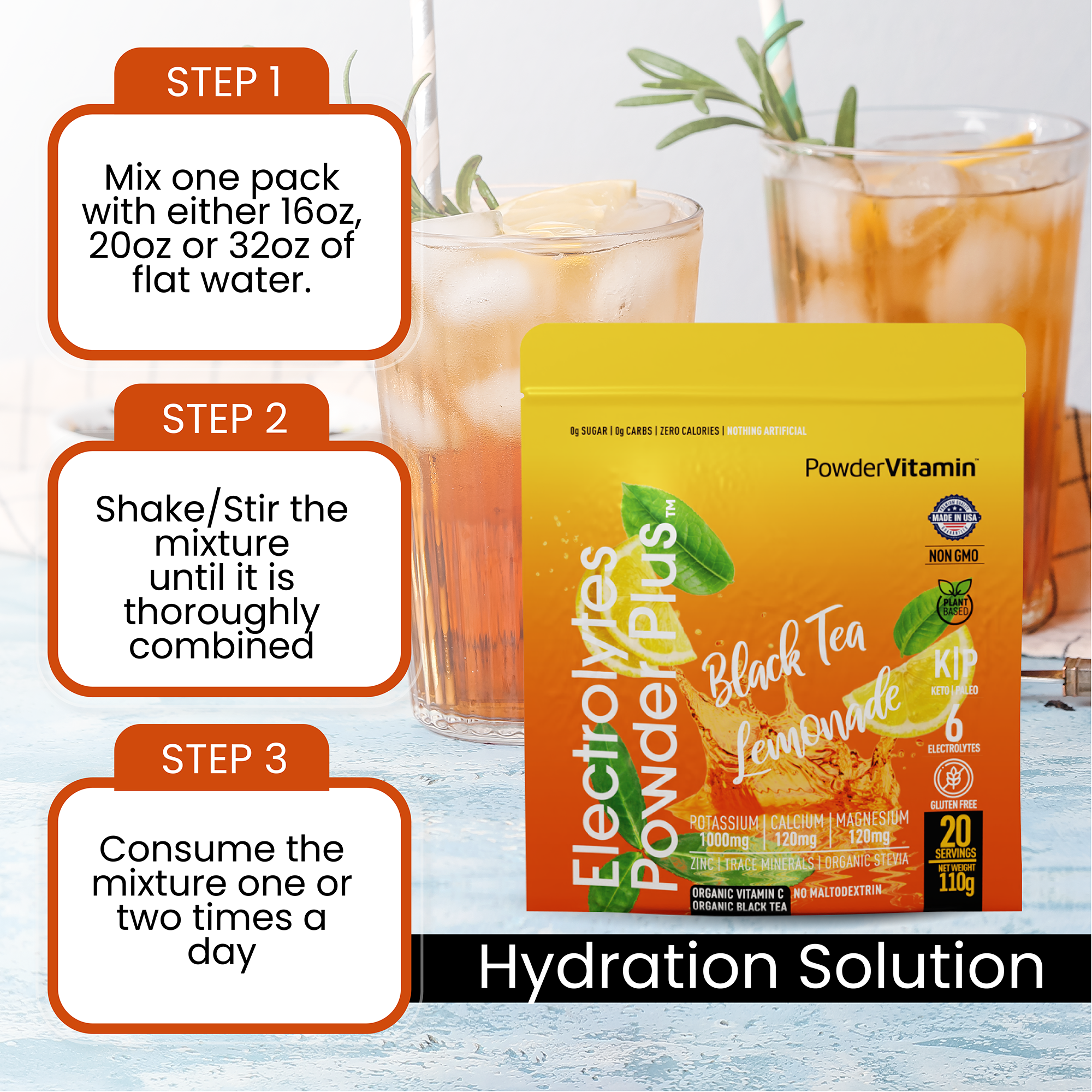 Black Tea Lemonade Electrolytes Powder Plus™ 20 Servings