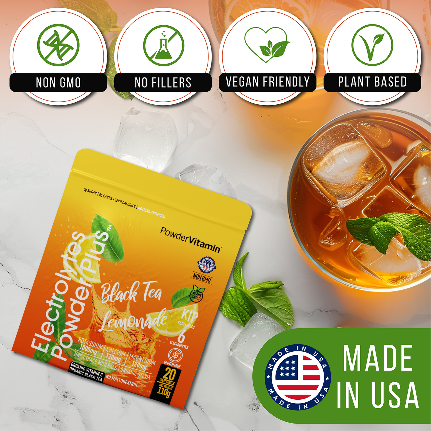 Black Tea Lemonade Electrolytes Powder 20 Servings