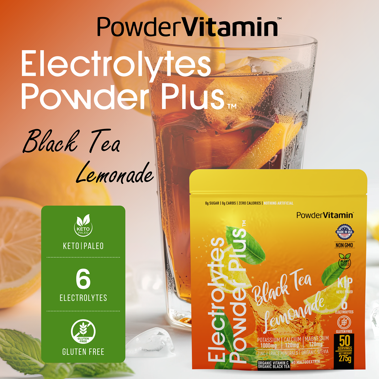 Black Tea Lemonade Electrolytes Powder 50 Servings