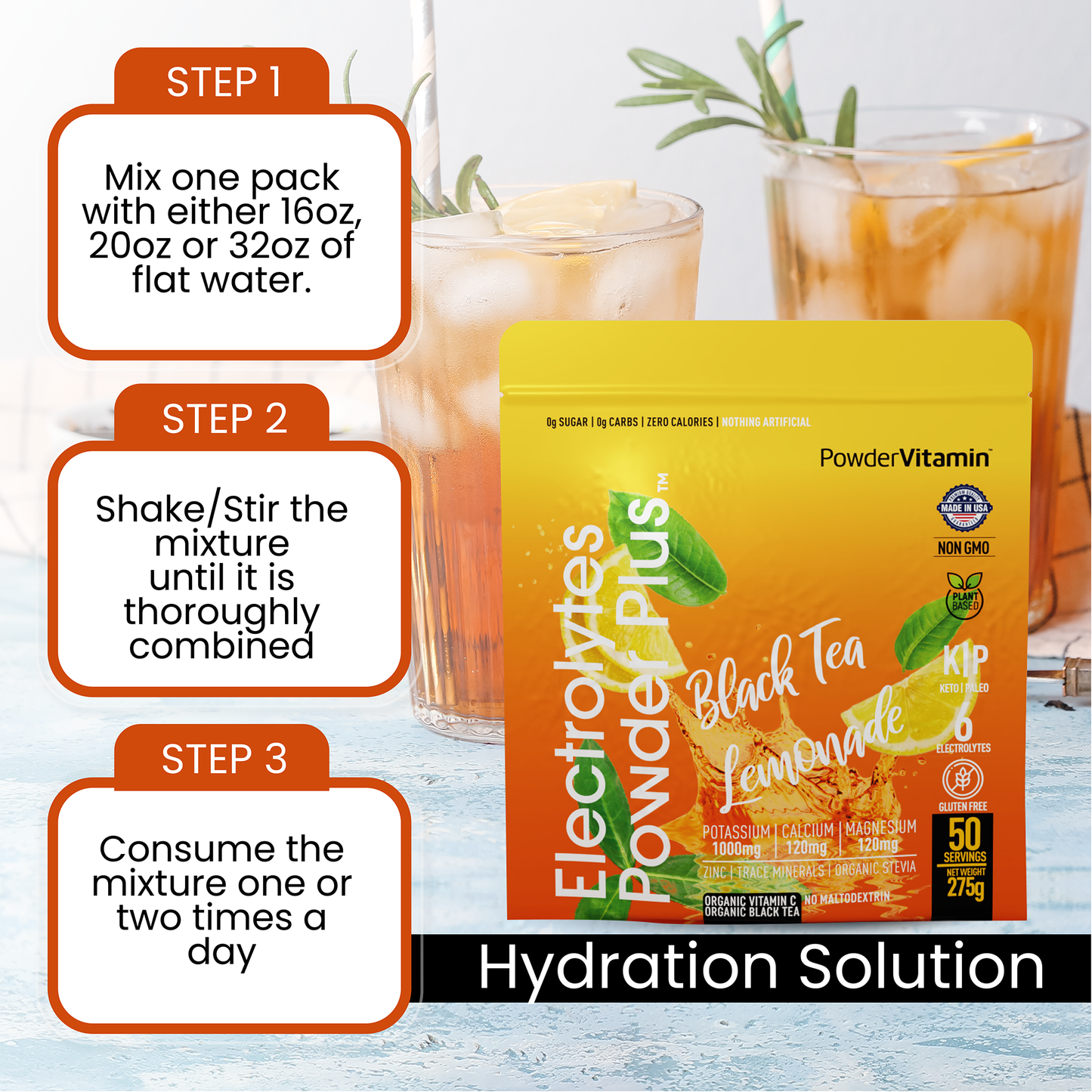 Black Tea Lemonade Electrolytes Powder 50 Servings