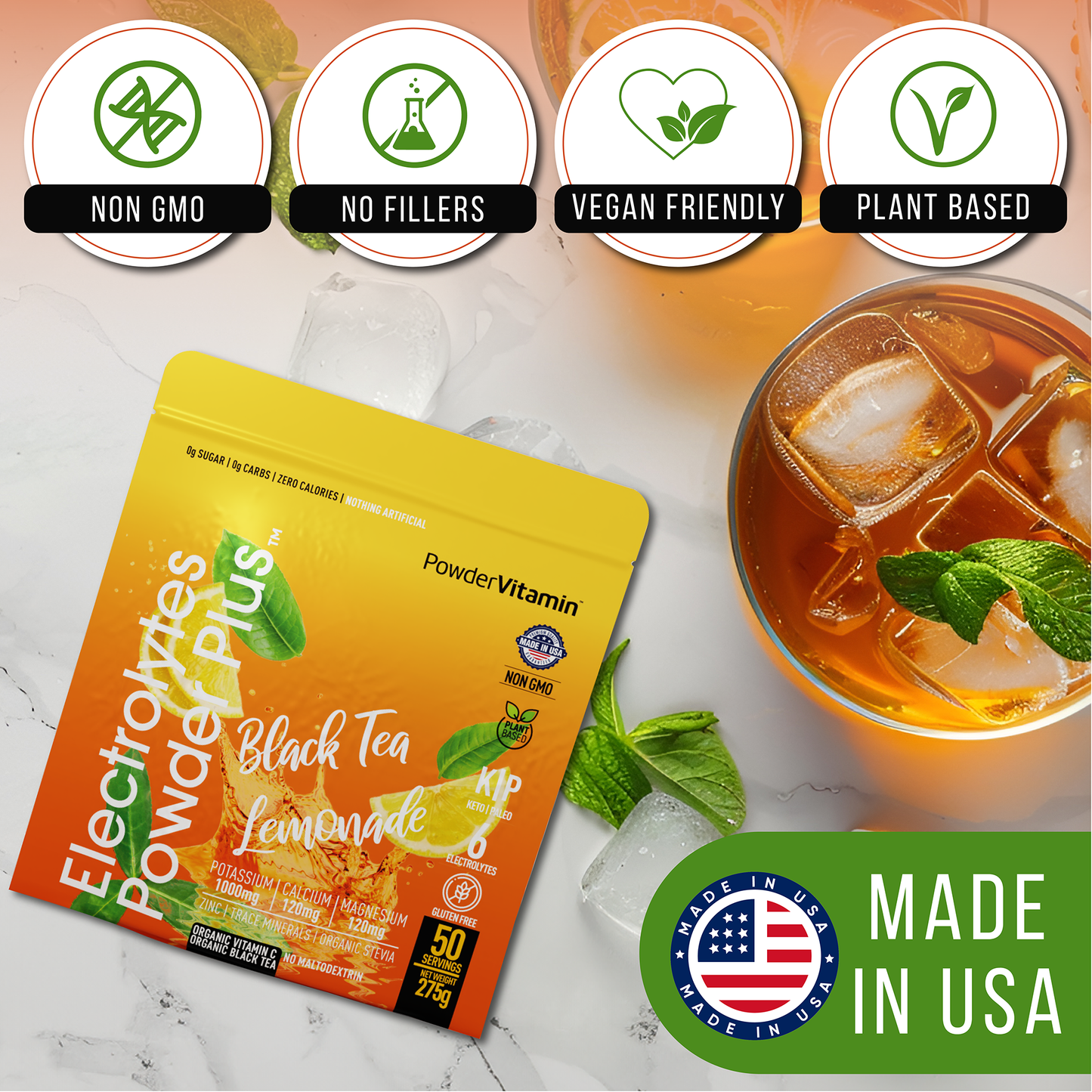 Black Tea Lemonade Electrolytes Powder 50 Servings