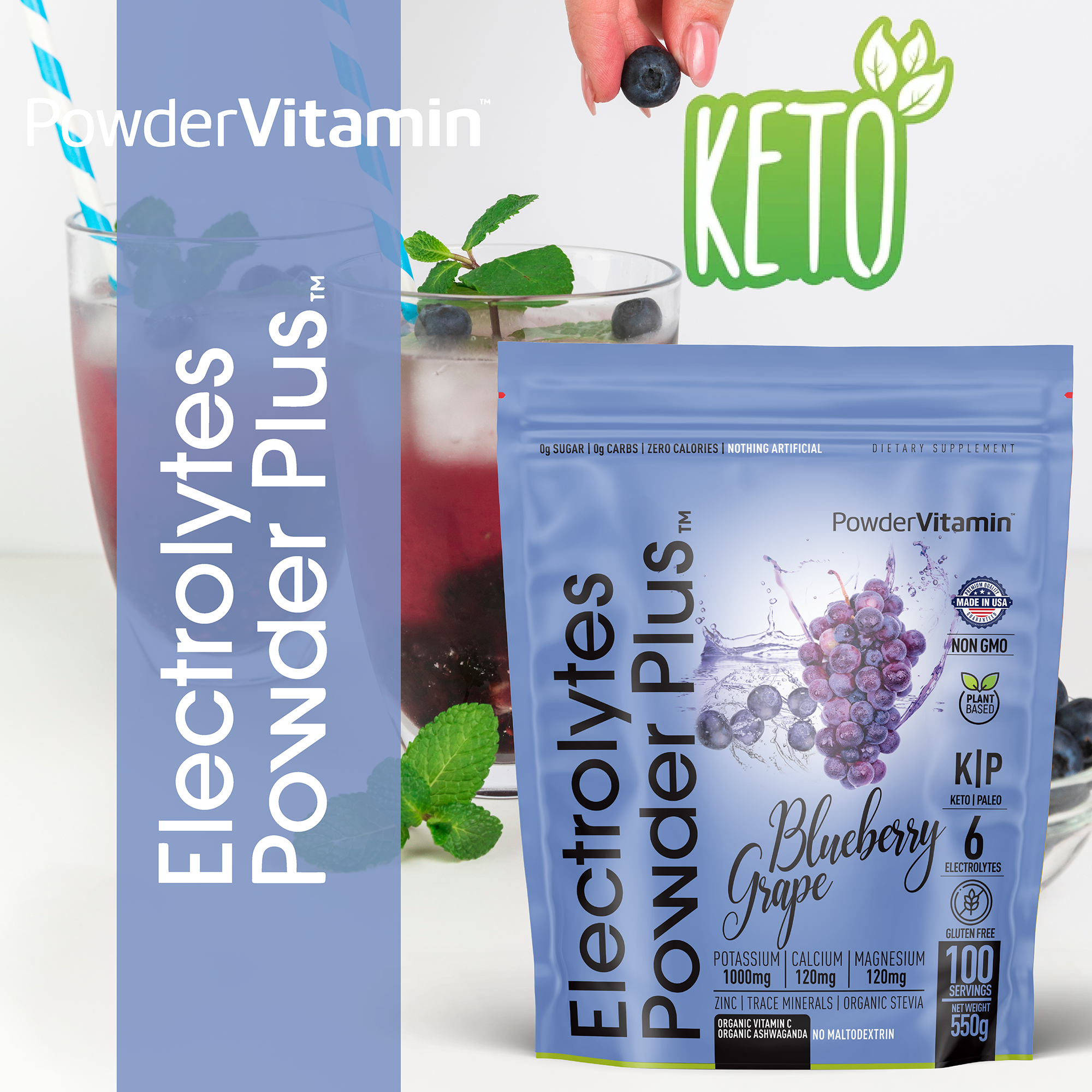 Blueberry Grape Electrolytes Powder Plus™ 100 Servings