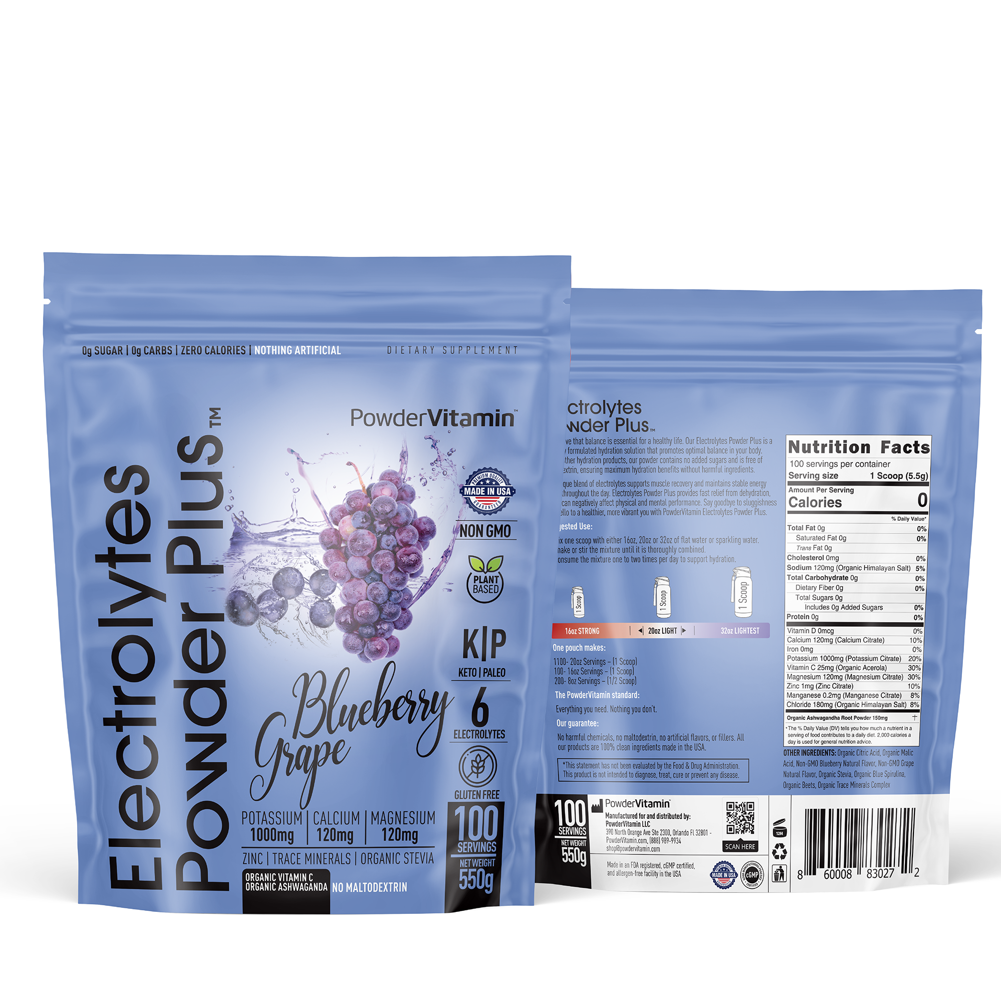 Blueberry Grape Electrolytes Powder Plus™ 100 Servings