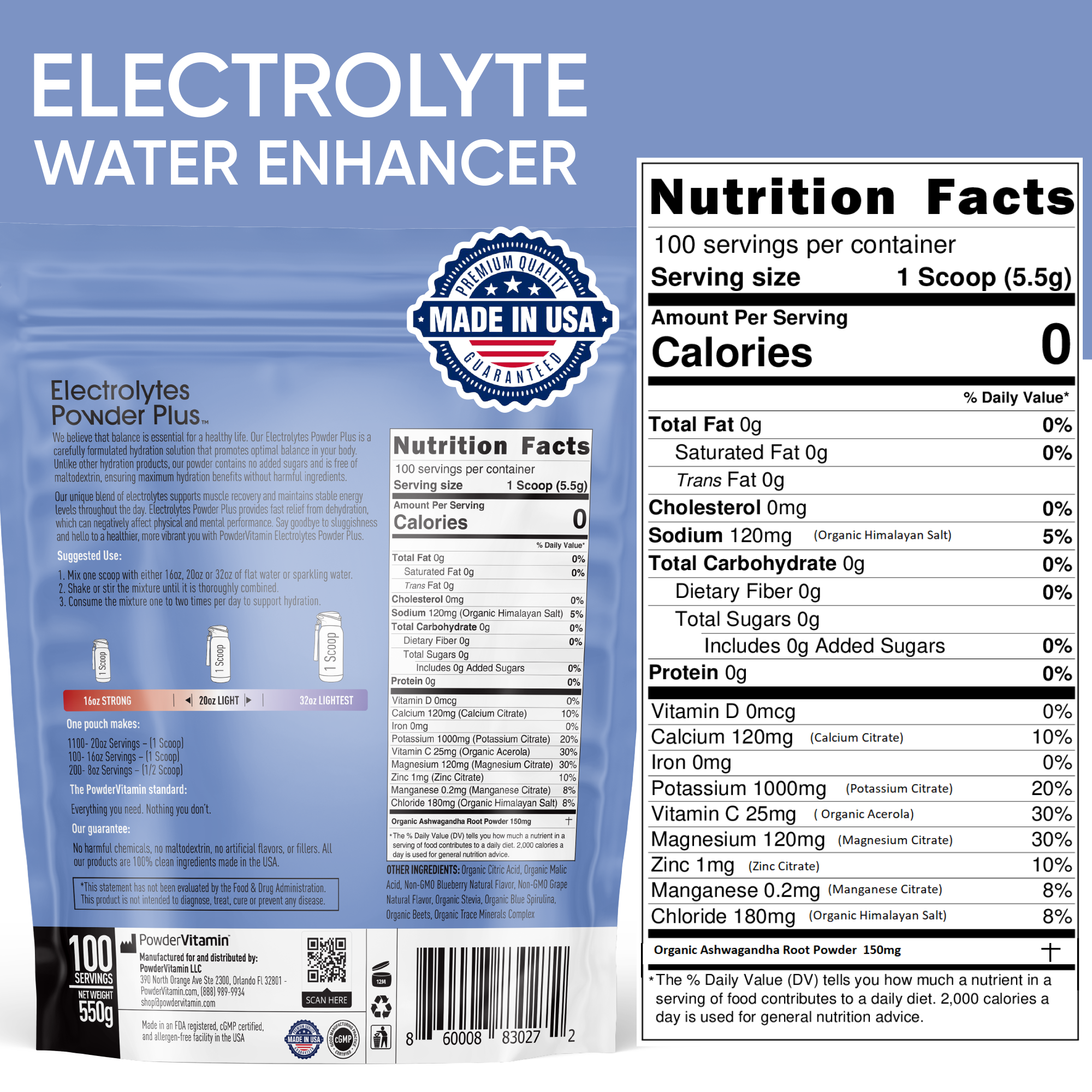 Blueberry Grape Electrolytes Powder Plus™ 100 Servings