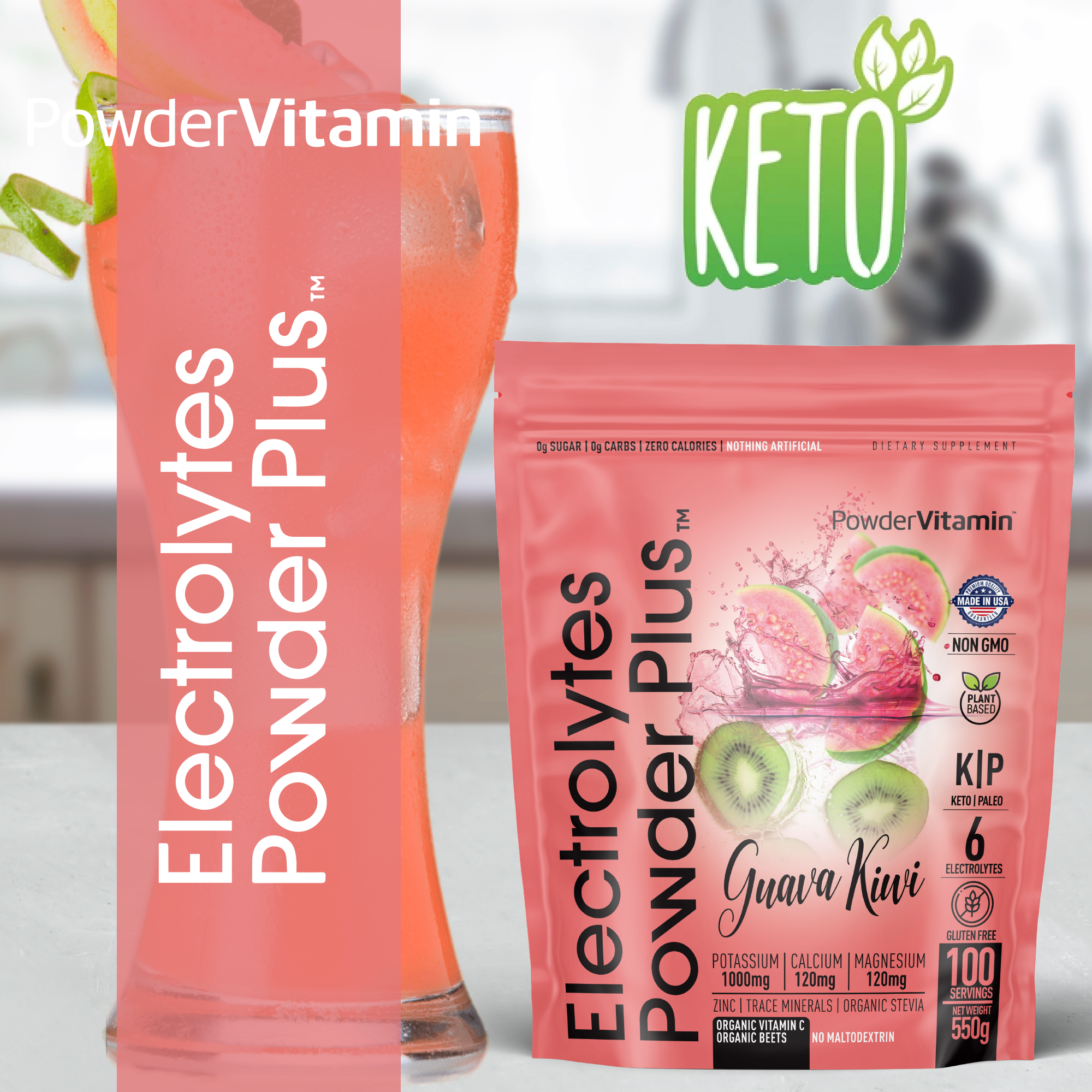 Guava Kiwi Electrolytes Powder Plus™ 100 Servings