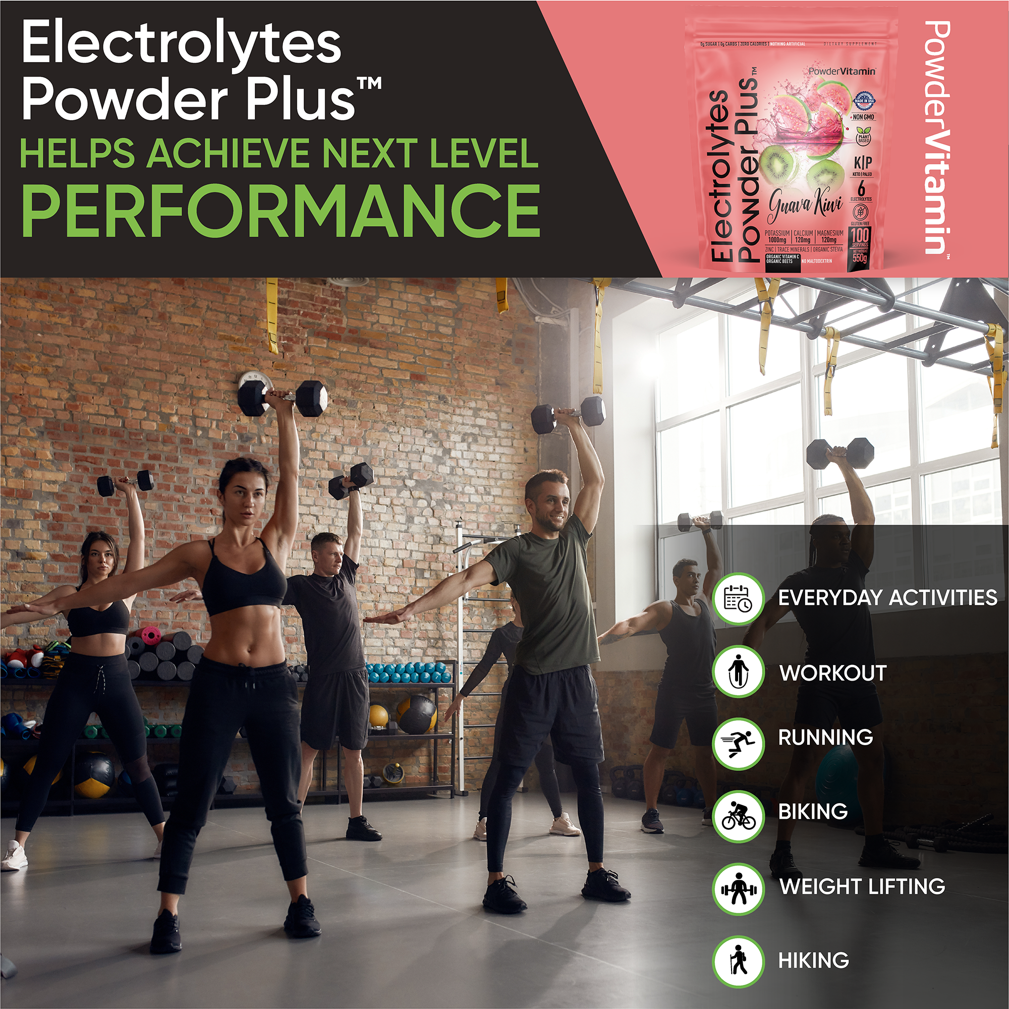 Guava Kiwi Electrolytes Powder Plus™ 100 Servings