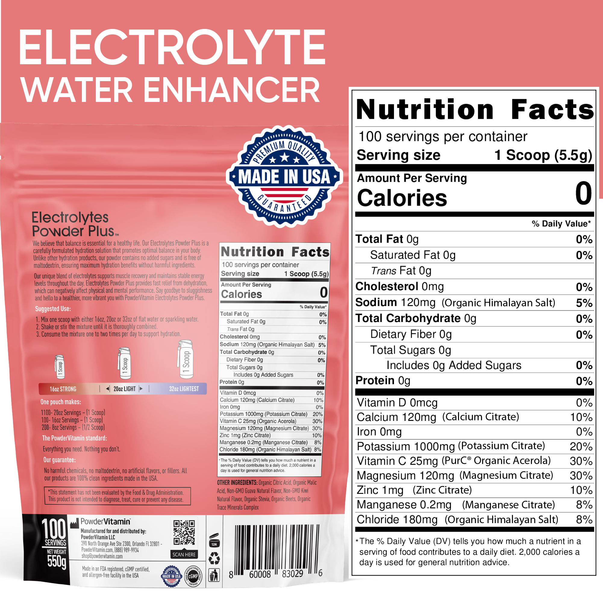 Guava Kiwi Electrolytes Powder Plus™ 100 Servings