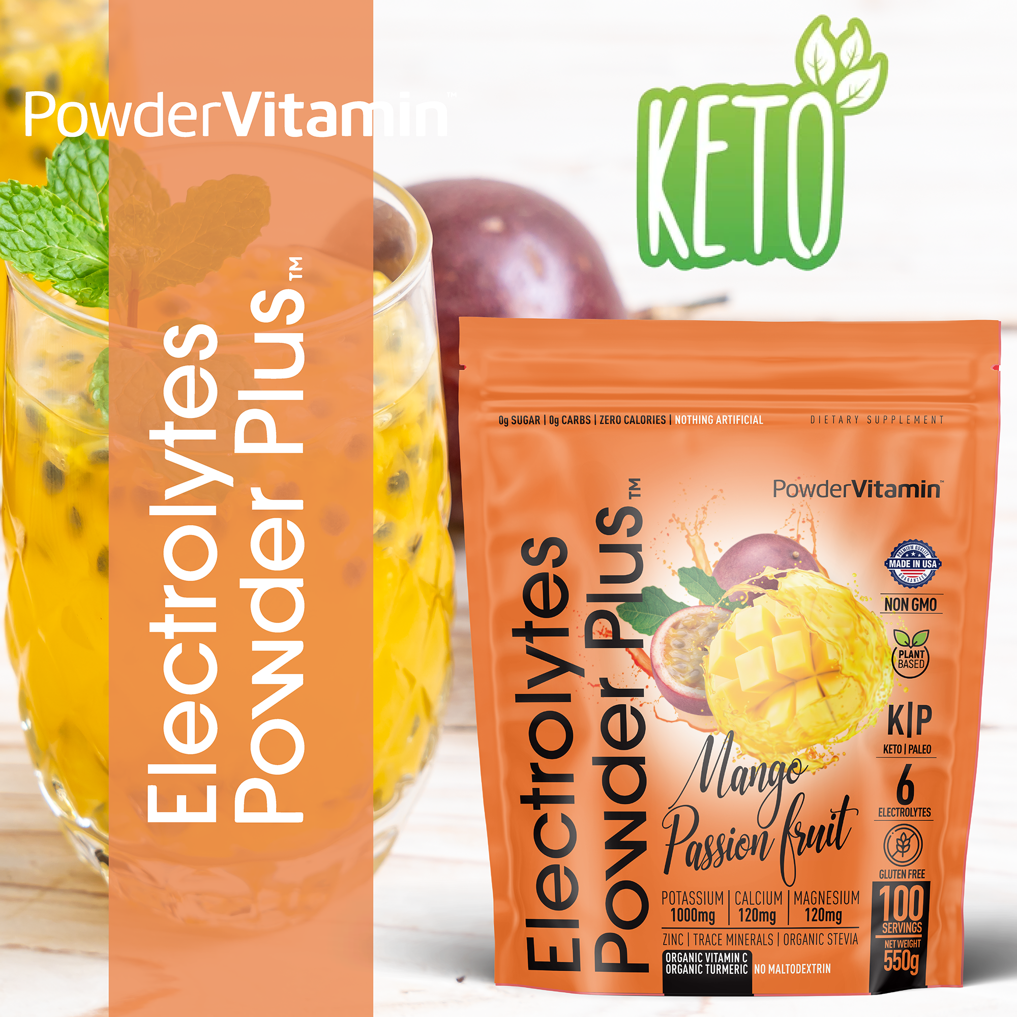 Mango Passionfruit Electrolytes Powder Plus™ 100 Servings