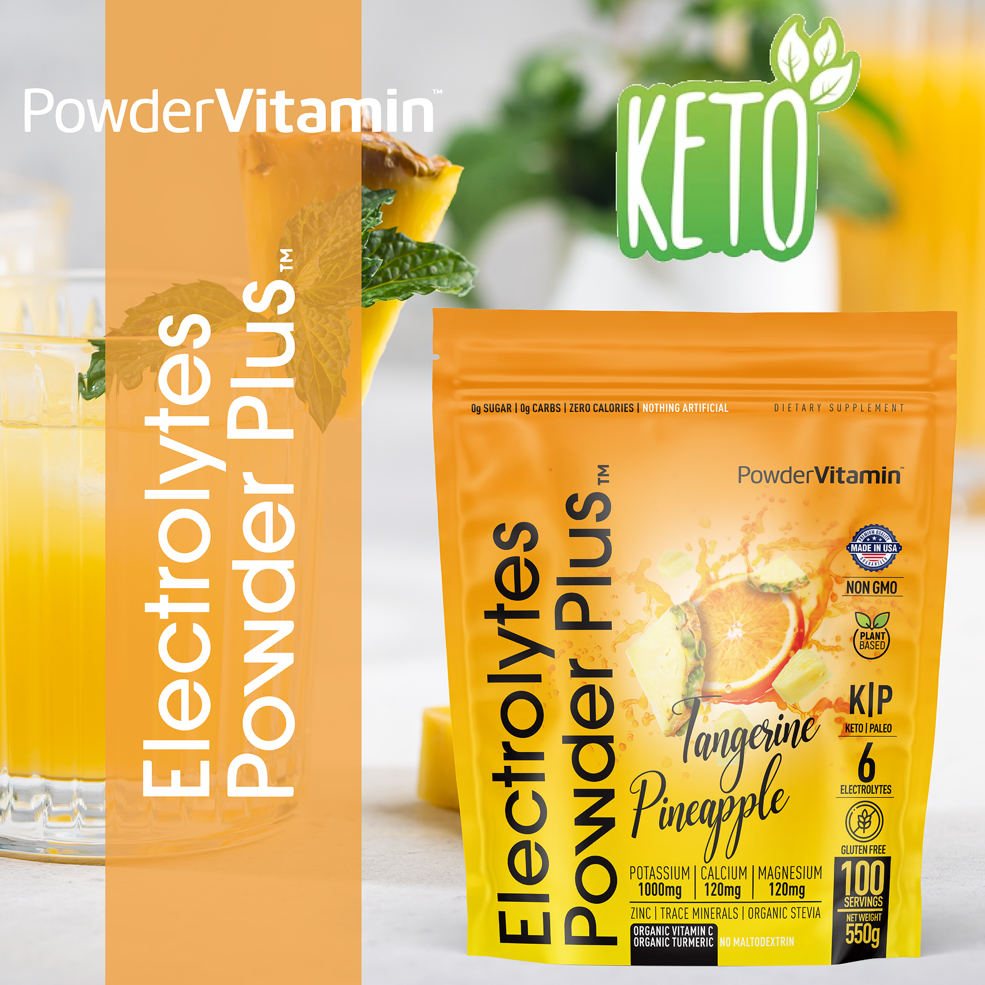 Tangerine Pineapple Electrolytes Powder Plus™ 100 Servings