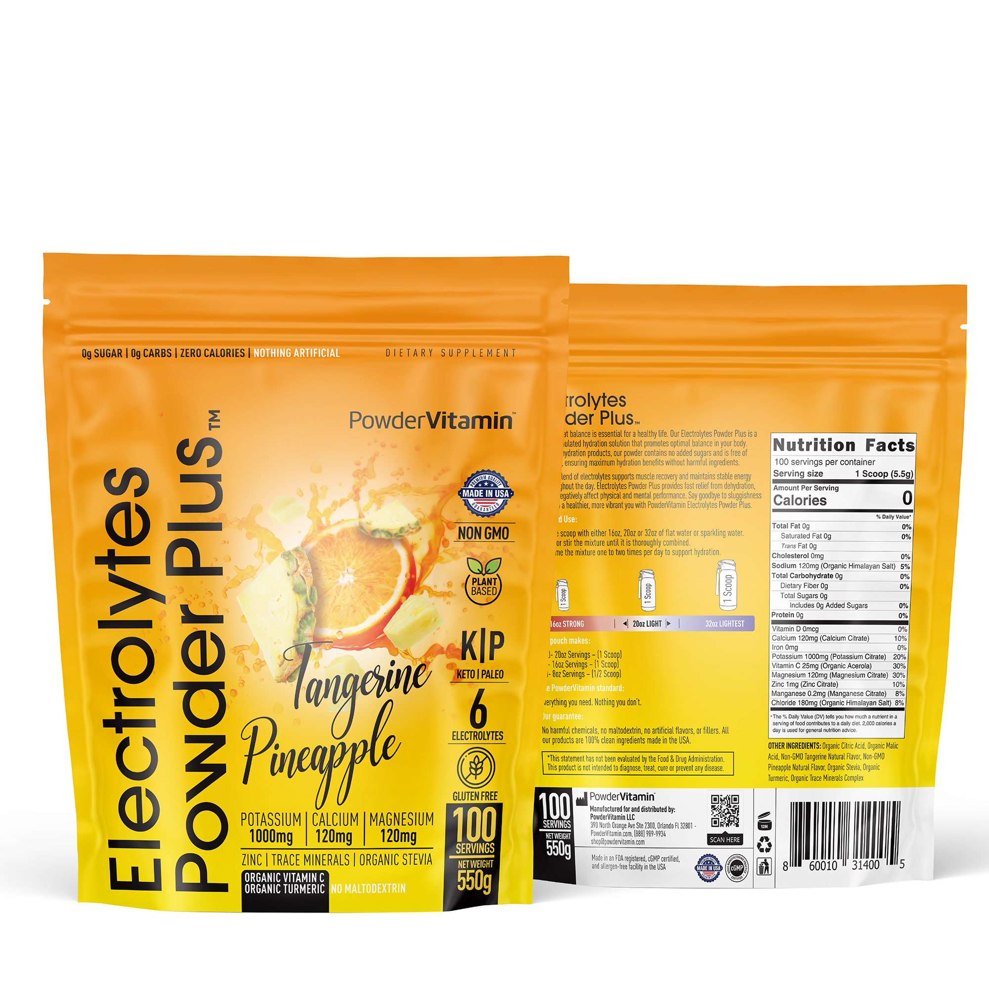 Tangerine Pineapple Electrolytes Powder Plus™ 100 Servings