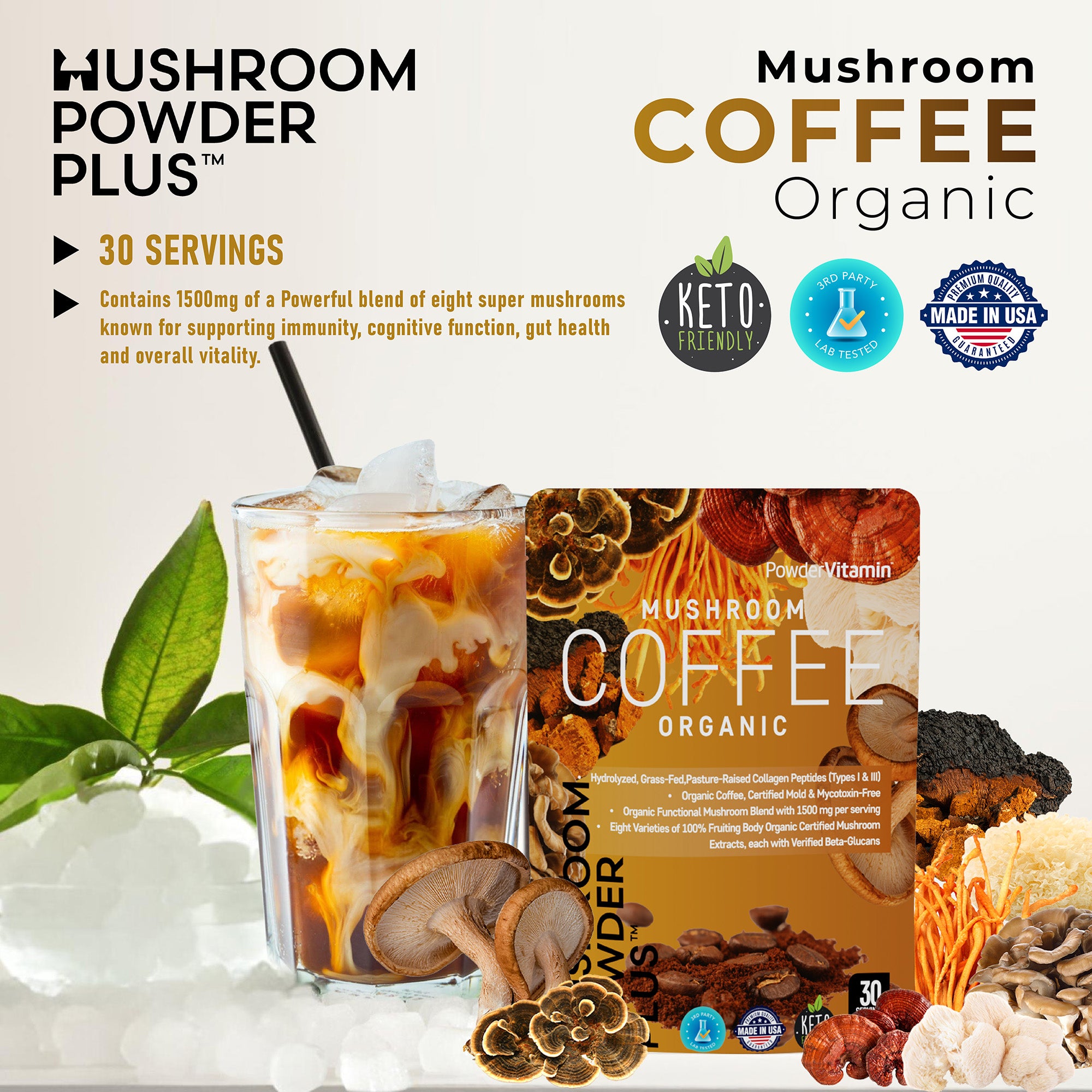 Mushroom Powder Plus™ coffee 30 Servings