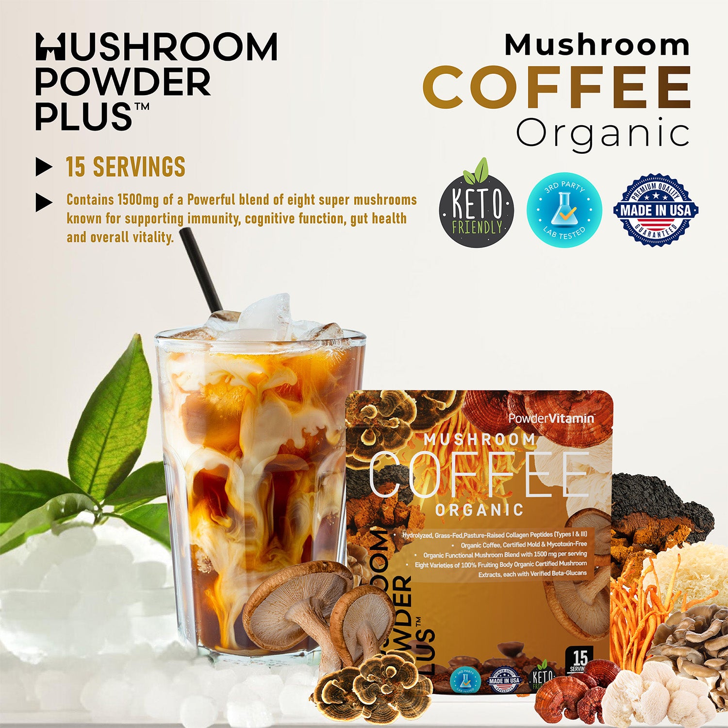 Mushroom Powder Plus™ coffee 15 Servings