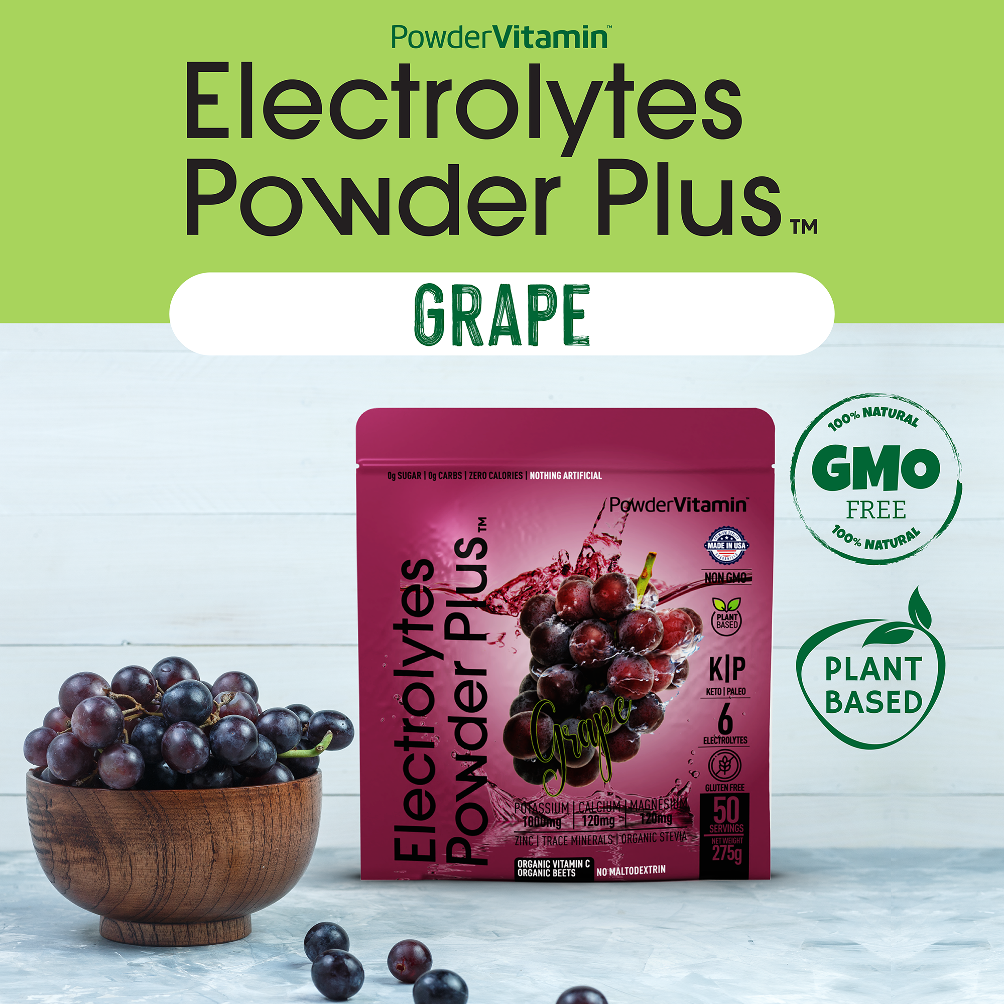 Grape Electrolytes Powder Plus™ 50 Servings