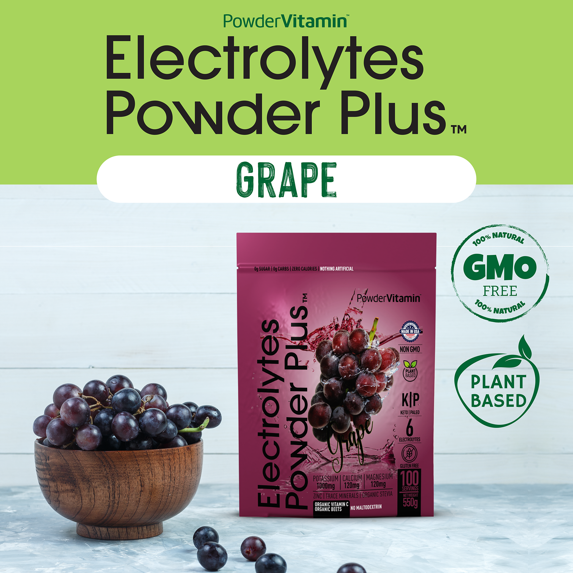 Grape Electrolytes Powder Plus™ 100 Servings