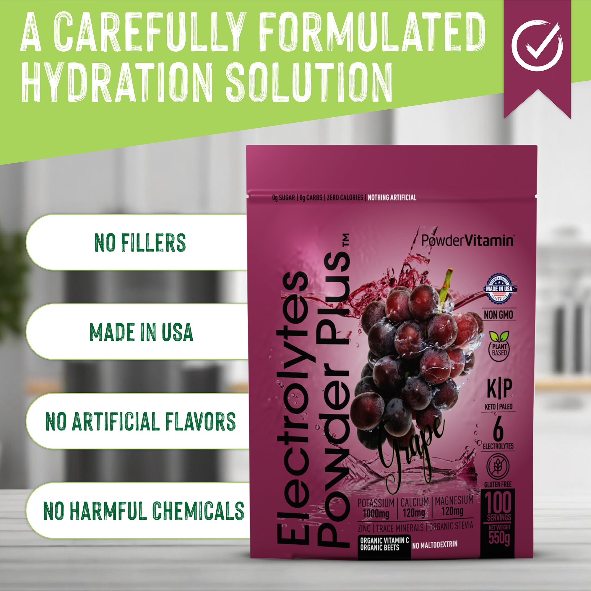 Grape Electrolytes Powder Plus™ 100 Servings