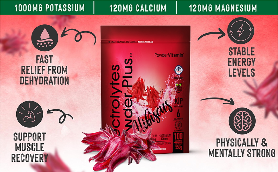 Hibiscus Electrolytes Powder Plus™ 100 Servings