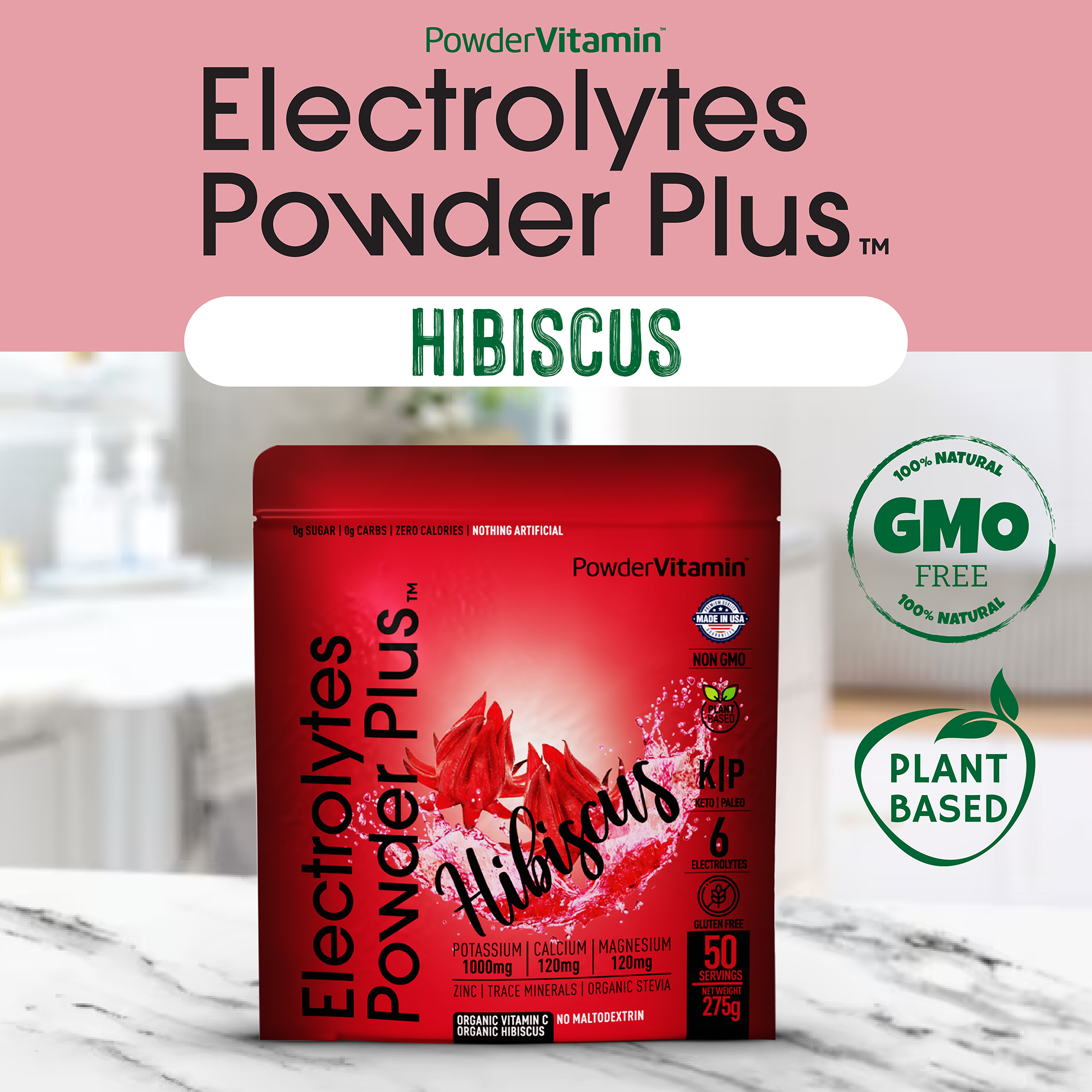 Hibiscus Electrolytes Powder Plus™ 50 Servings