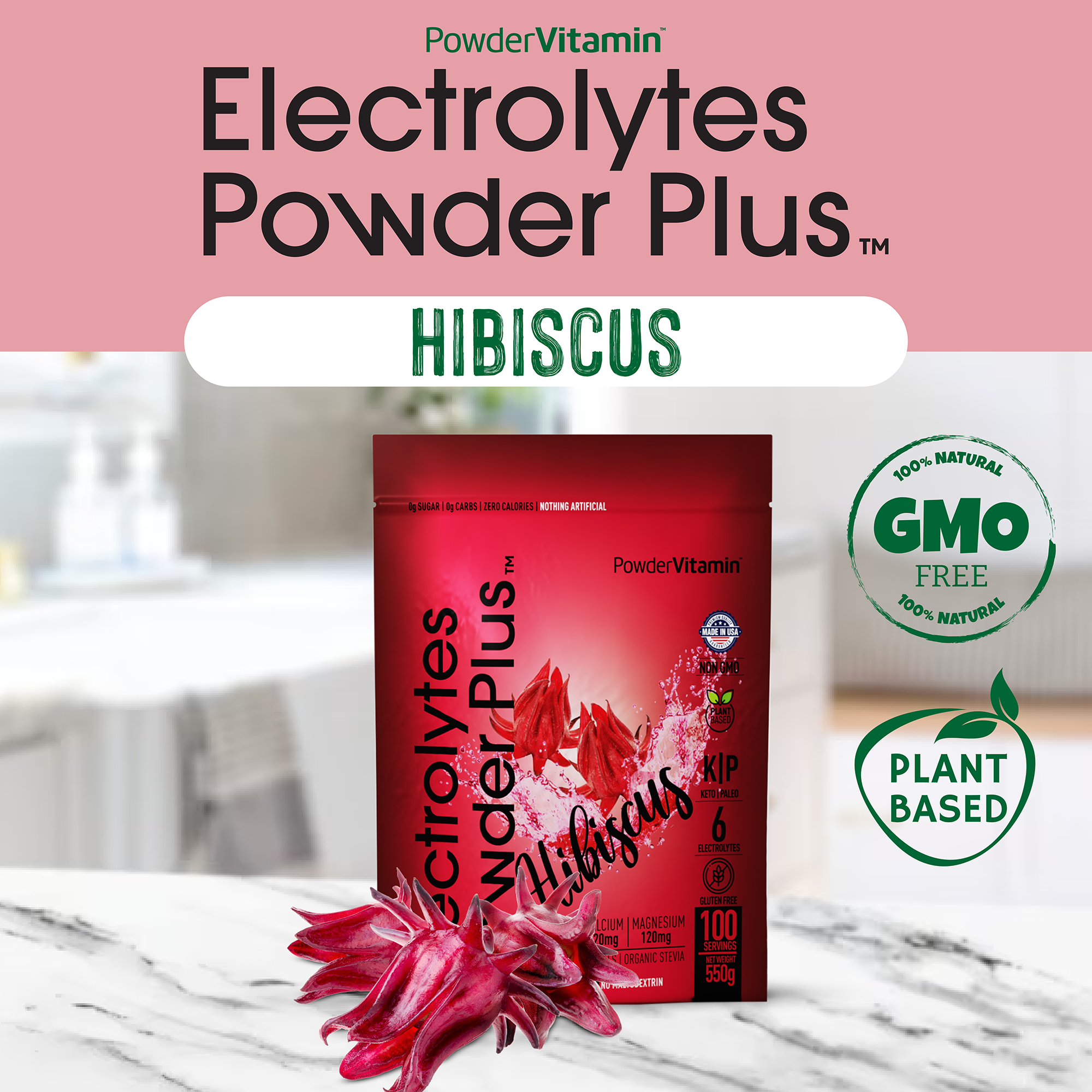 Hibiscus Electrolytes Powder Plus™ 100 Servings