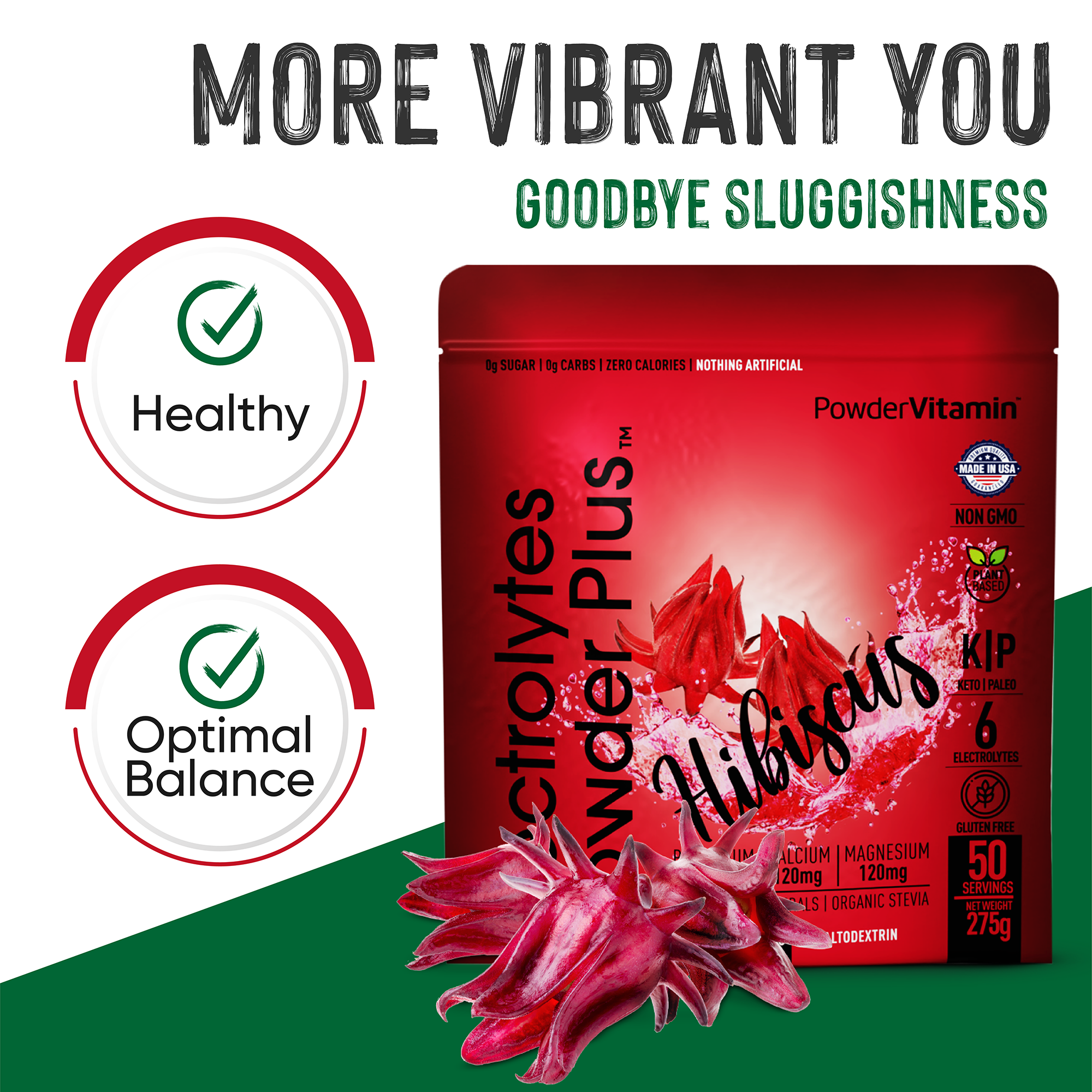 Hibiscus Electrolytes Powder Plus™ 50 Servings