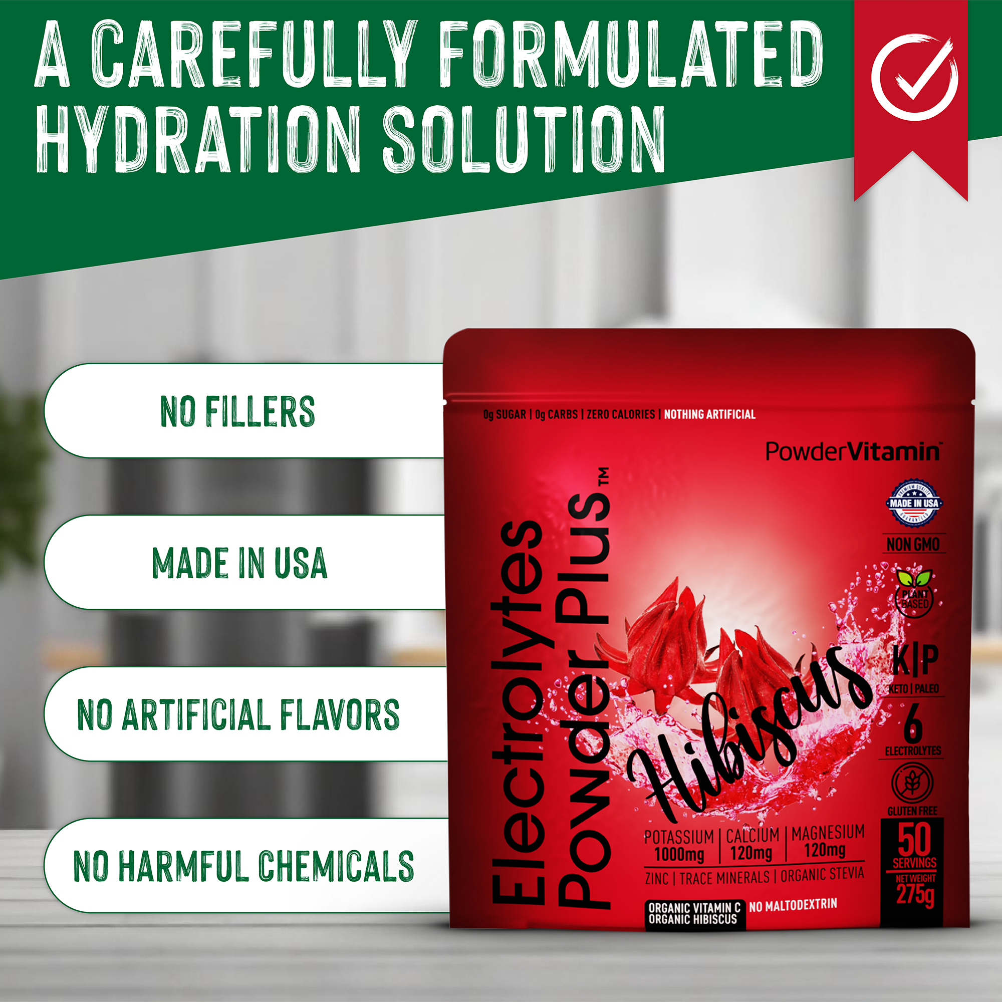 Hibiscus Electrolytes Powder Plus™ 50 Servings