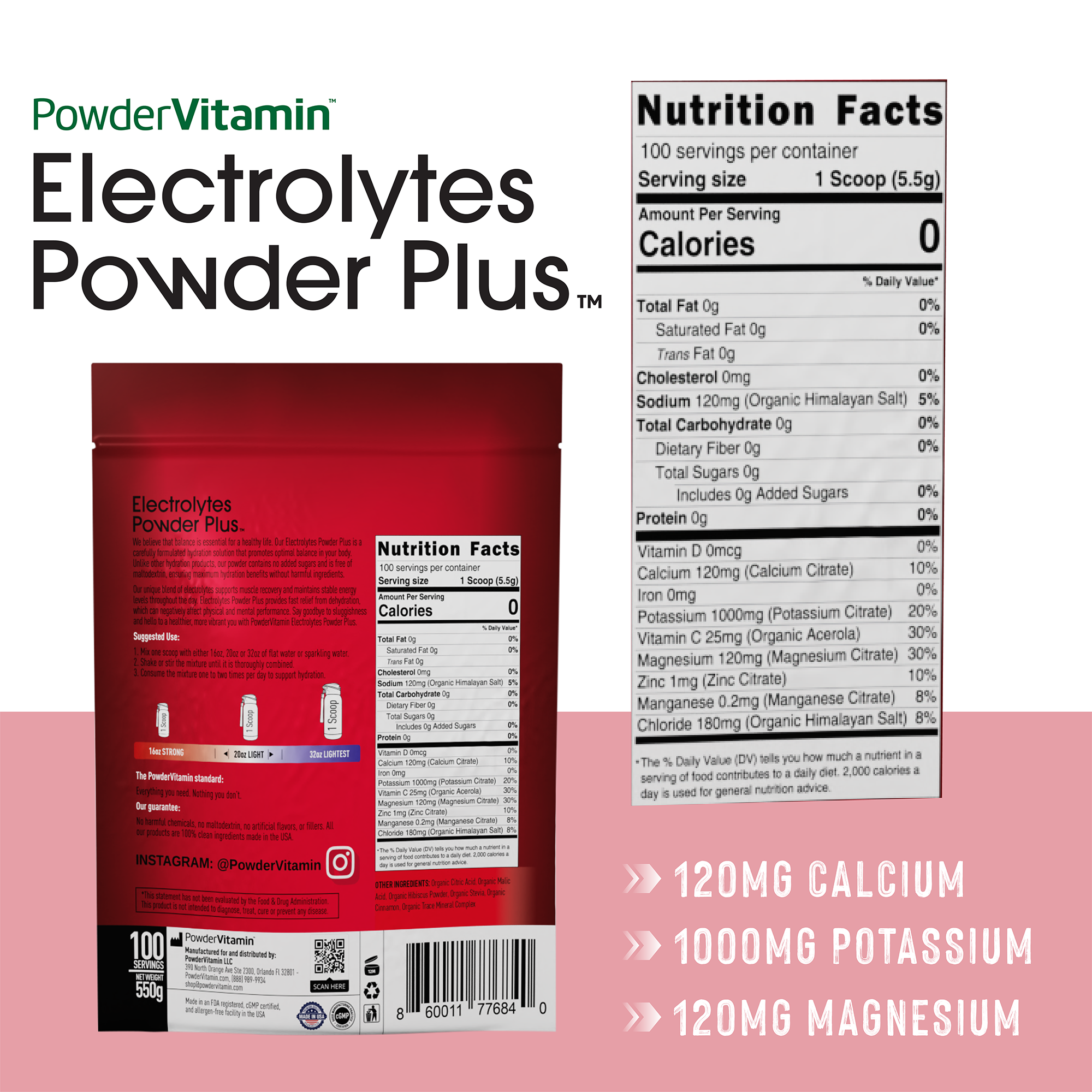 Hibiscus Electrolytes Powder Plus™ 100 Servings