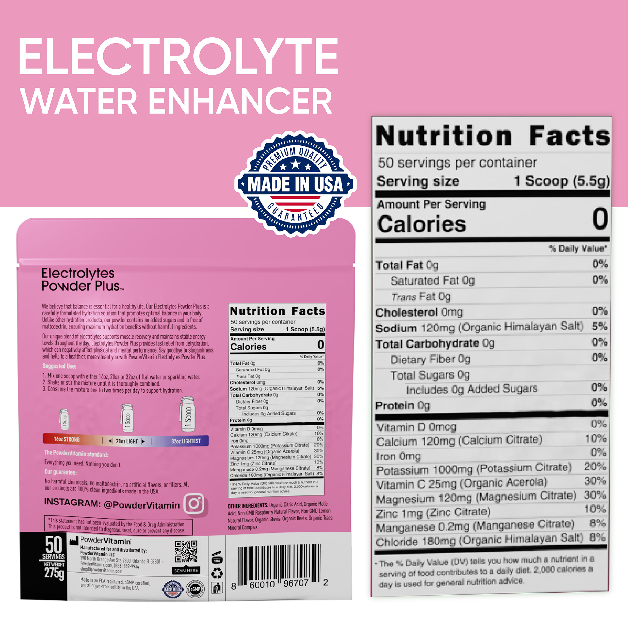 Raspberry Lemonade Electrolytes Powder Plus™ 50 Servings