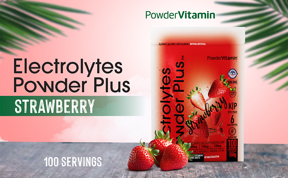 Strawberry Electrolytes Powder Plus™ 100 Servings