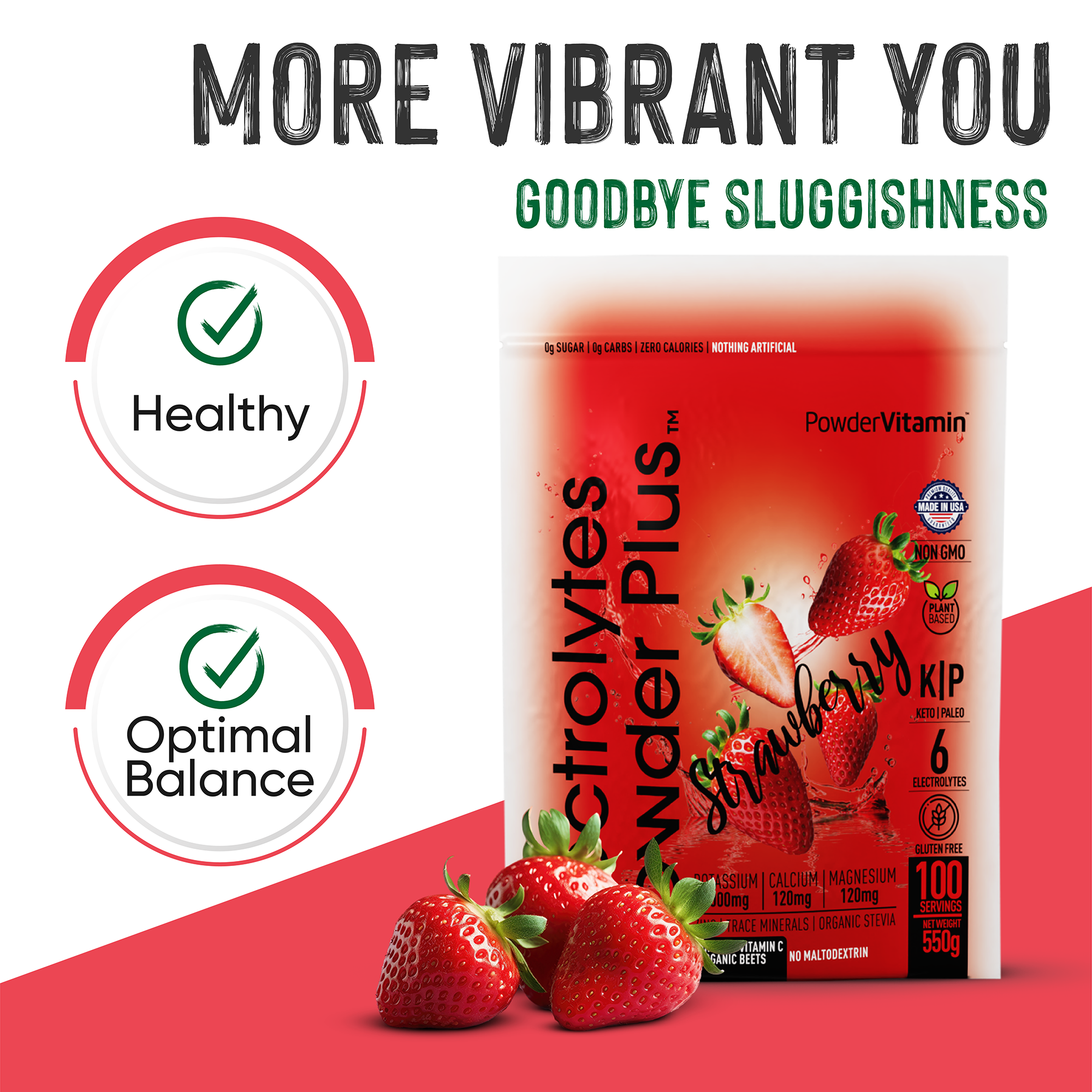 Strawberry Electrolytes Powder Plus™ 100 Servings