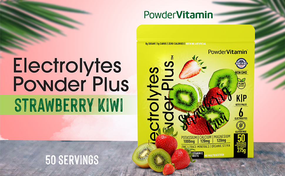 Strawberry Kiwi Electrolytes Powder Plus™ 50 Servings