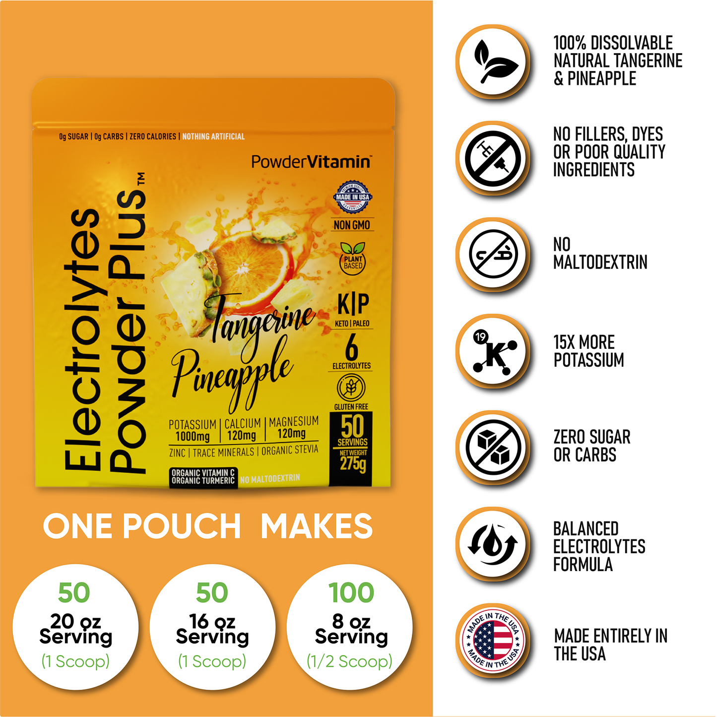 Tangerine Pineapple Electrolytes Powder 50 Servings