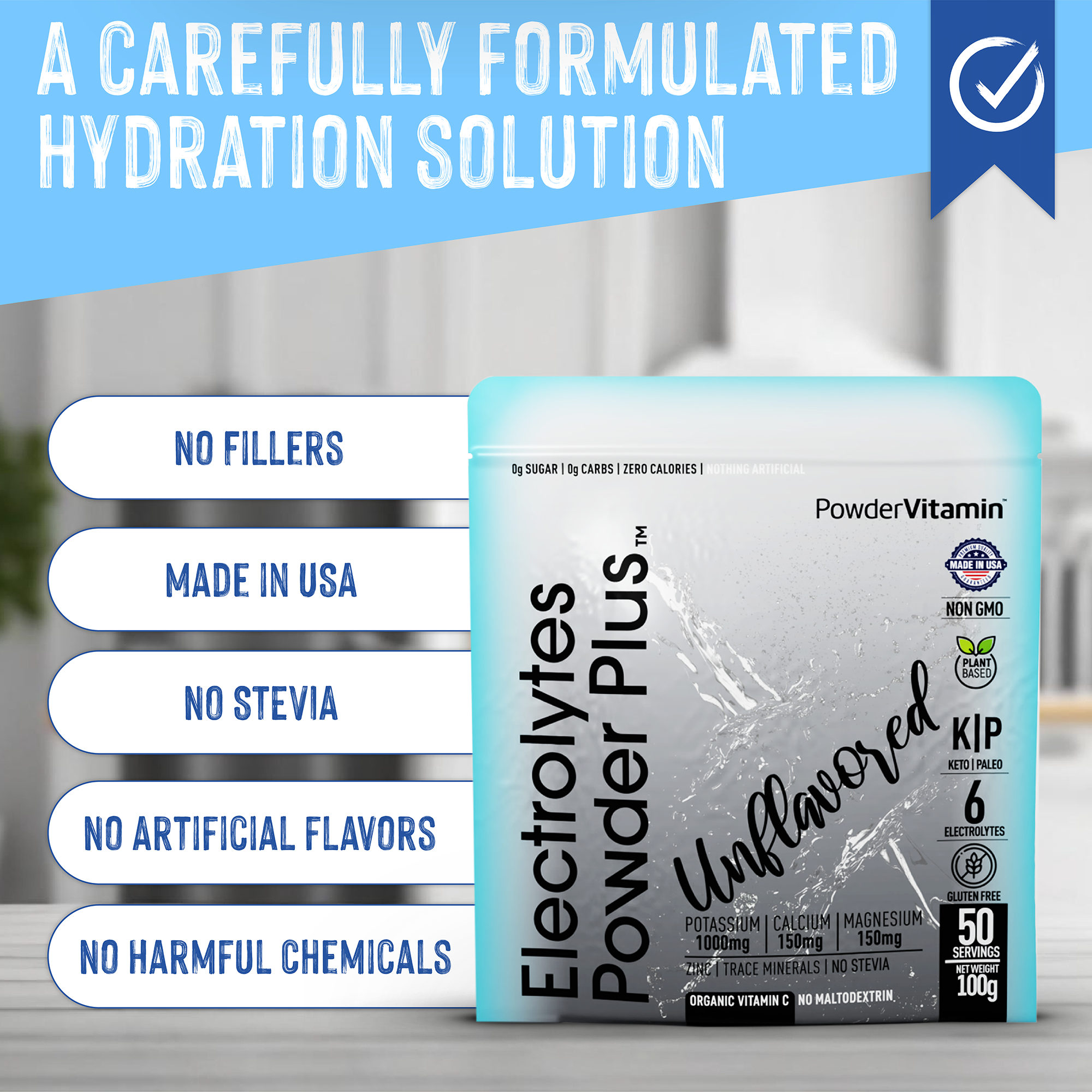 Unflavored Electrolytes Powder Plus™ 50 Servings