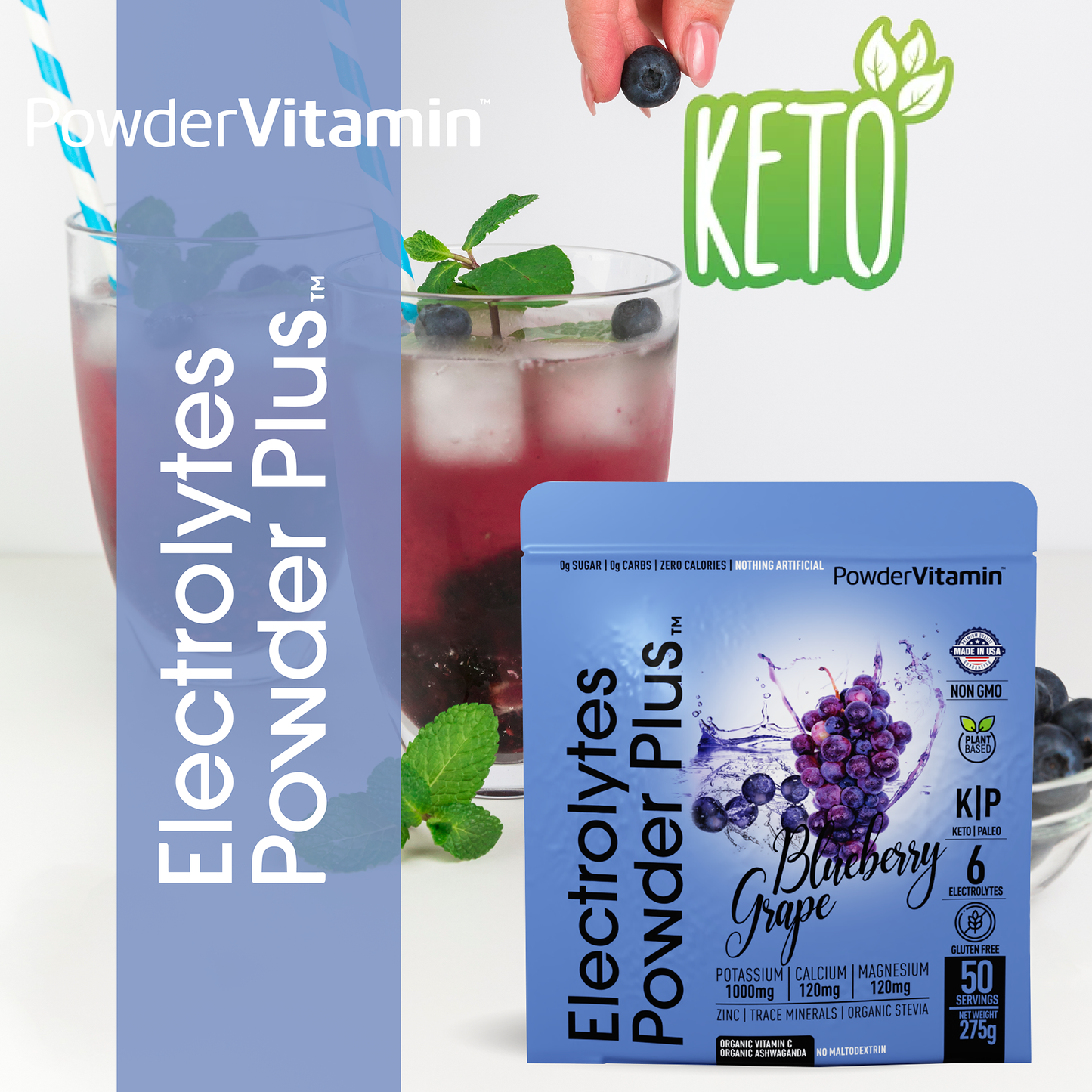 Blueberry Grape Electrolytes Powder 50 Servings
