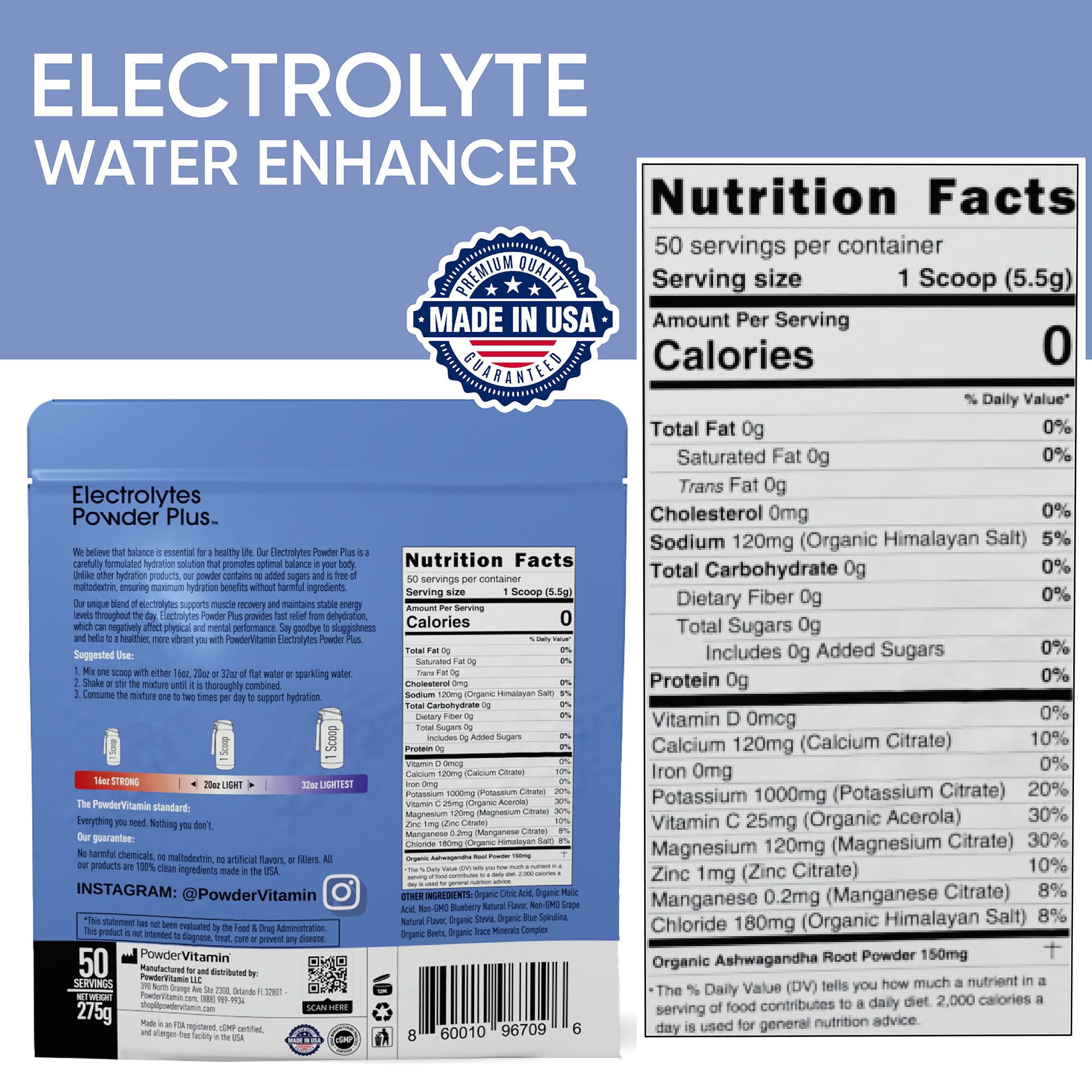 Blueberry Grape Electrolytes Powder Plus™ 50 Servings