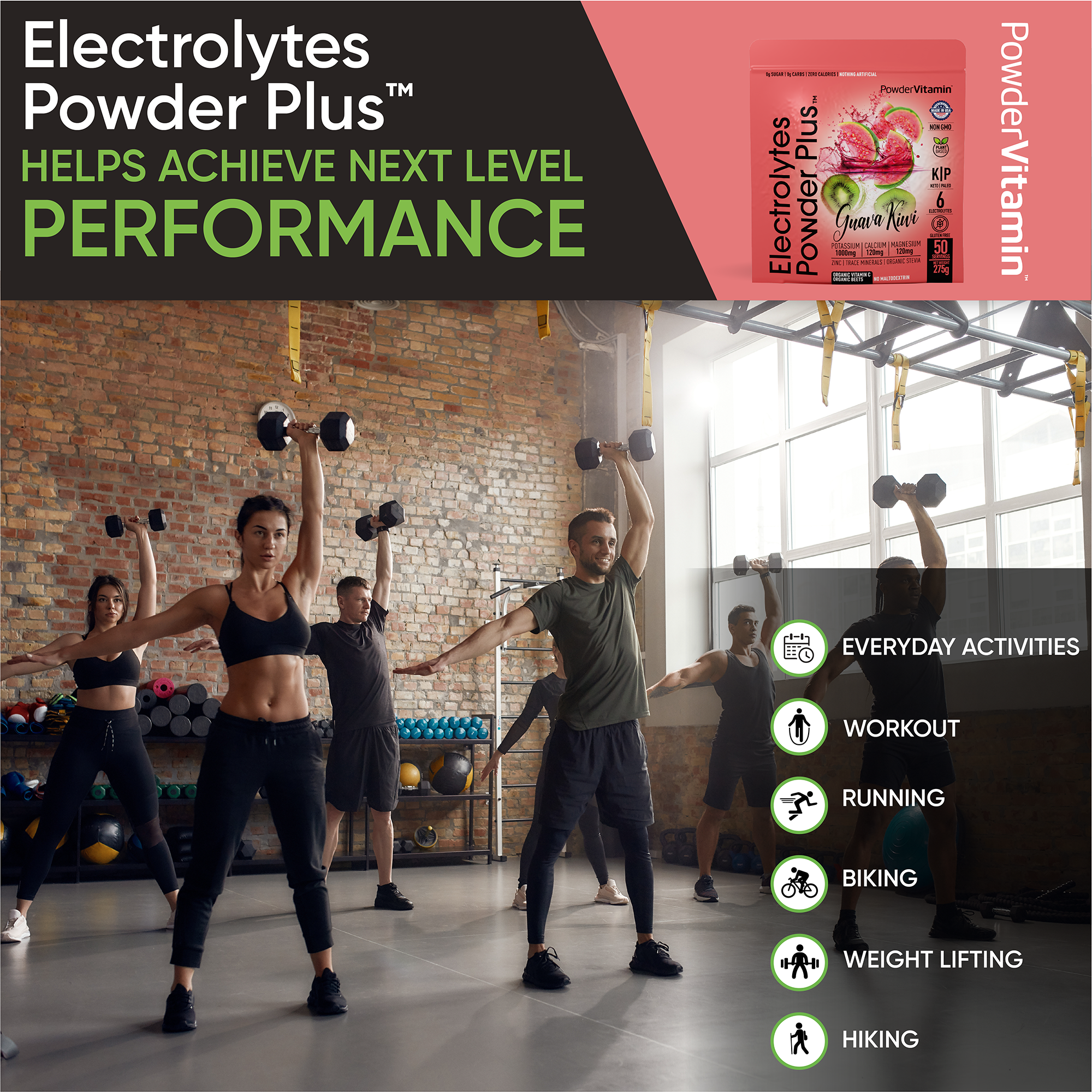 Guava Kiwi Electrolytes Powder Plus™ 50 Servings