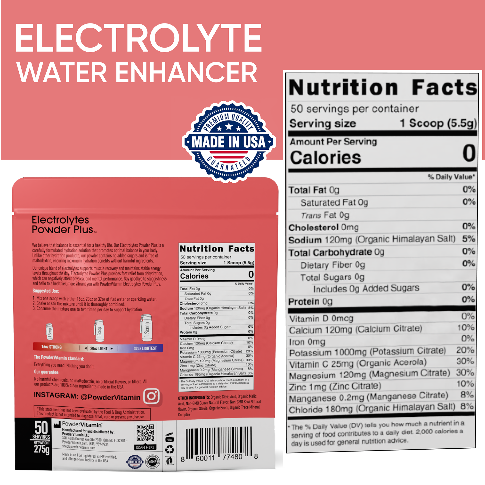 Guava Kiwi Electrolytes Powder Plus™ 50 Servings