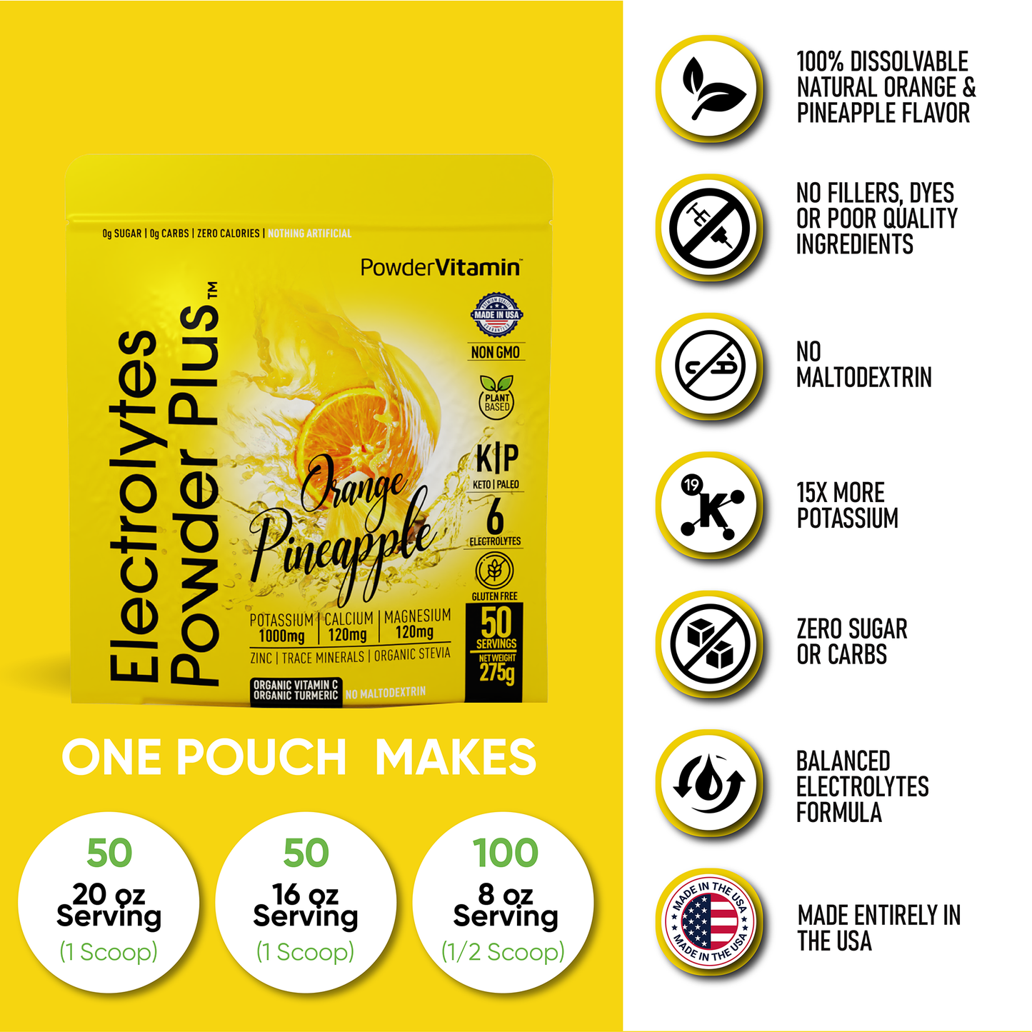 Orange Pineapple Electrolytes Powder 50 Servings