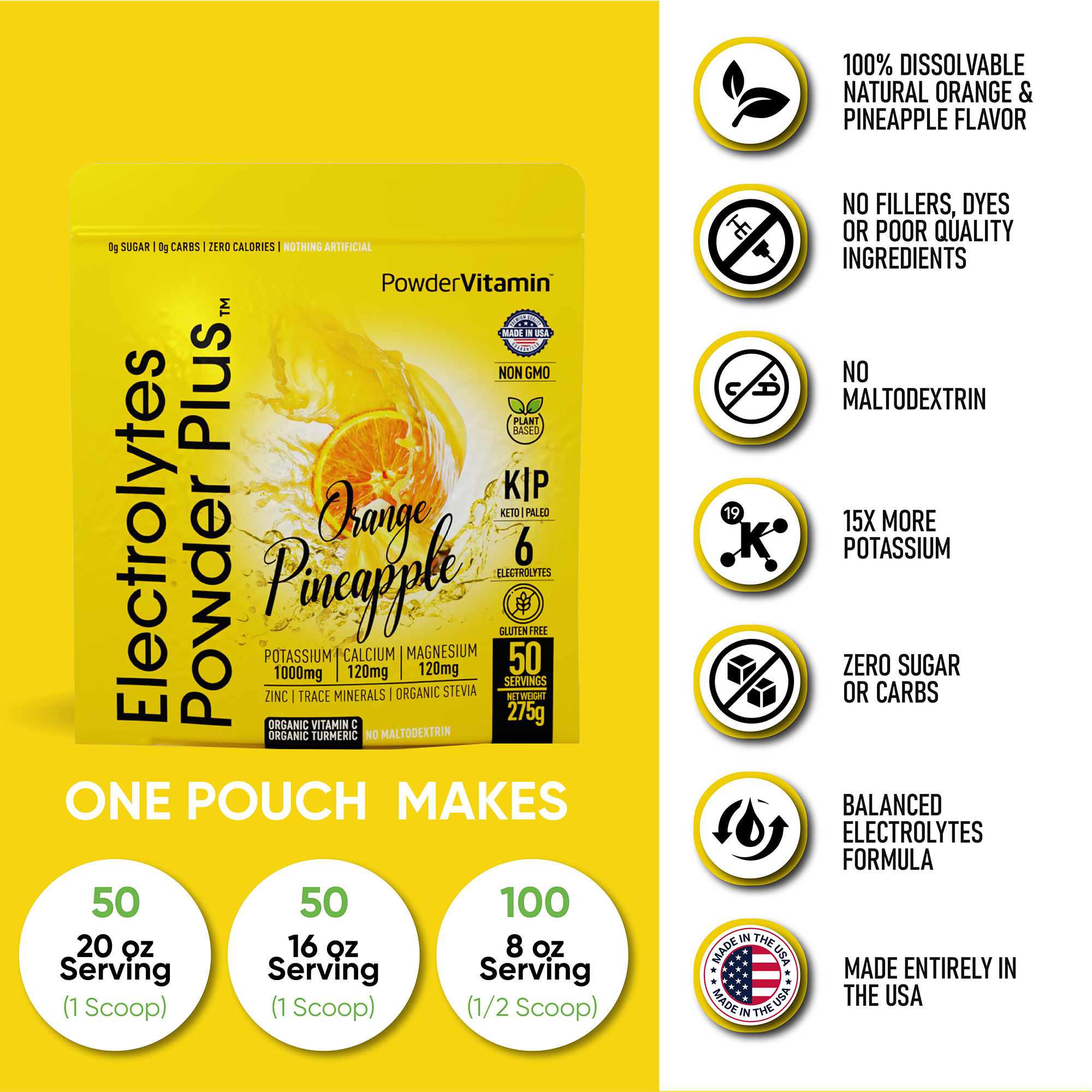 Orange Pineapple Electrolytes Powder Plus™ 50 Servings