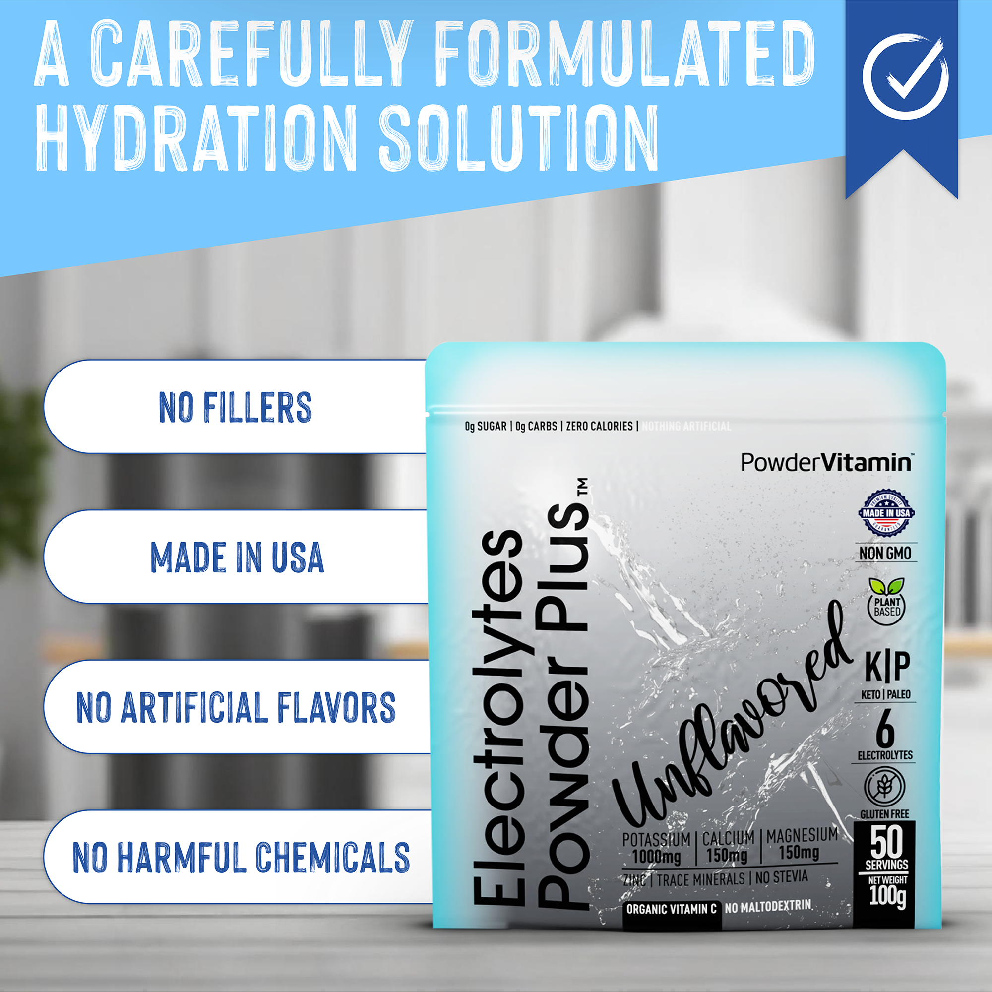 Unflavored Electrolytes Powder Plus™ 50 Servings