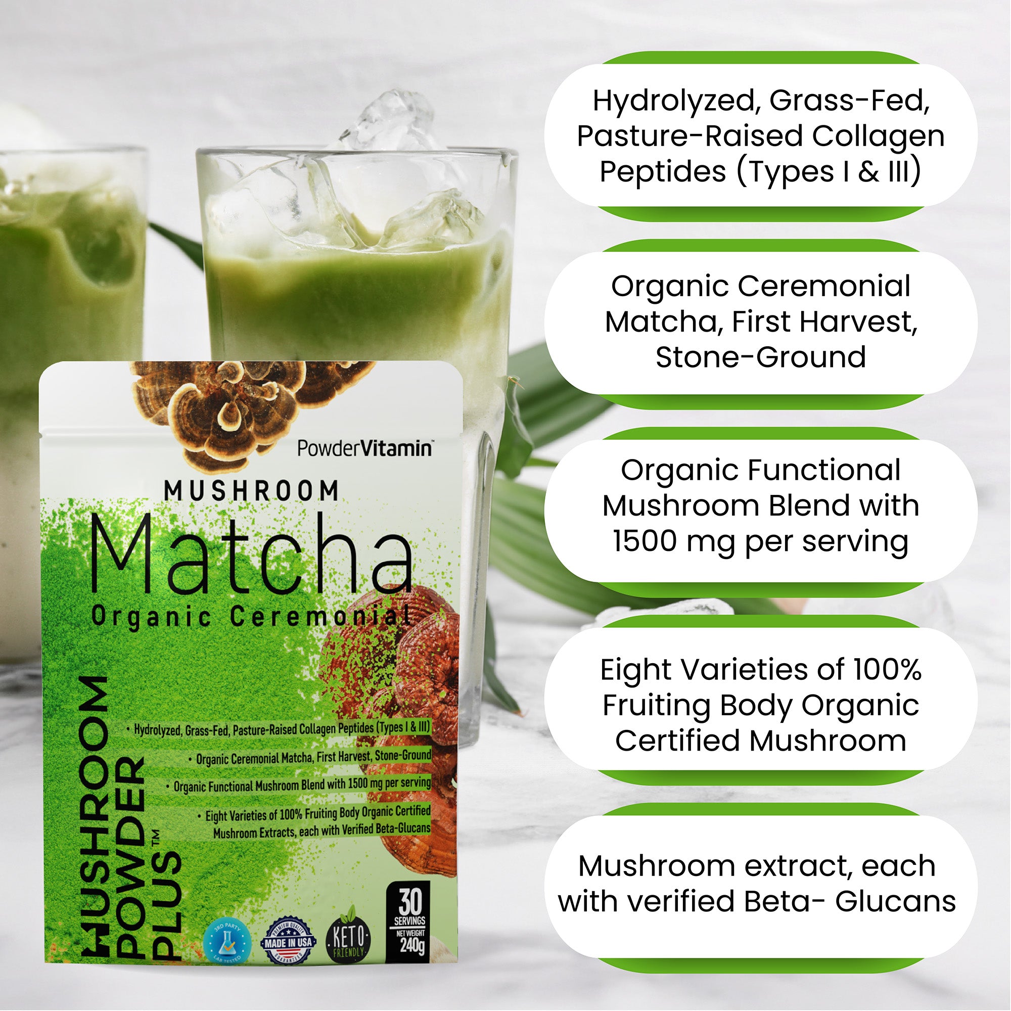 Mushroom Powder Plus™ Matcha 30 Servings