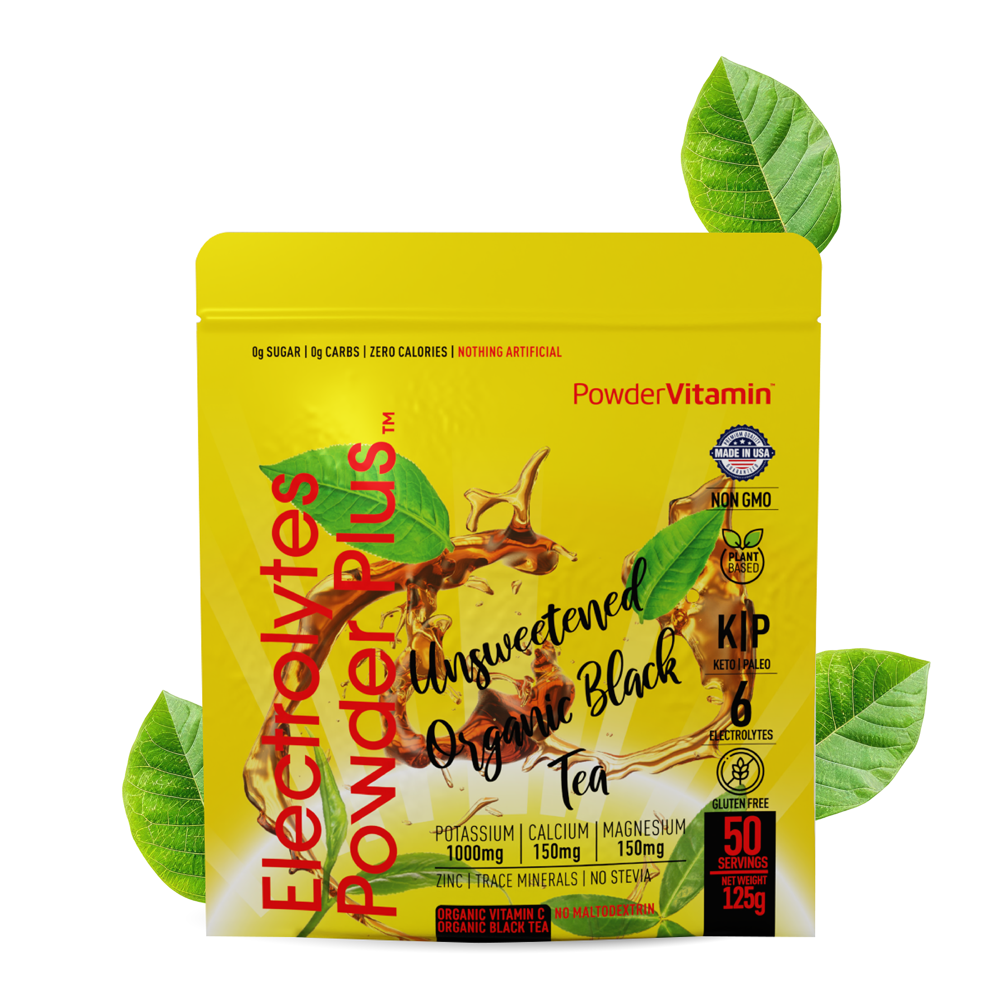 Unsweetened Organic Black Tea Electrolytes Powder Plus™ 50 Servings