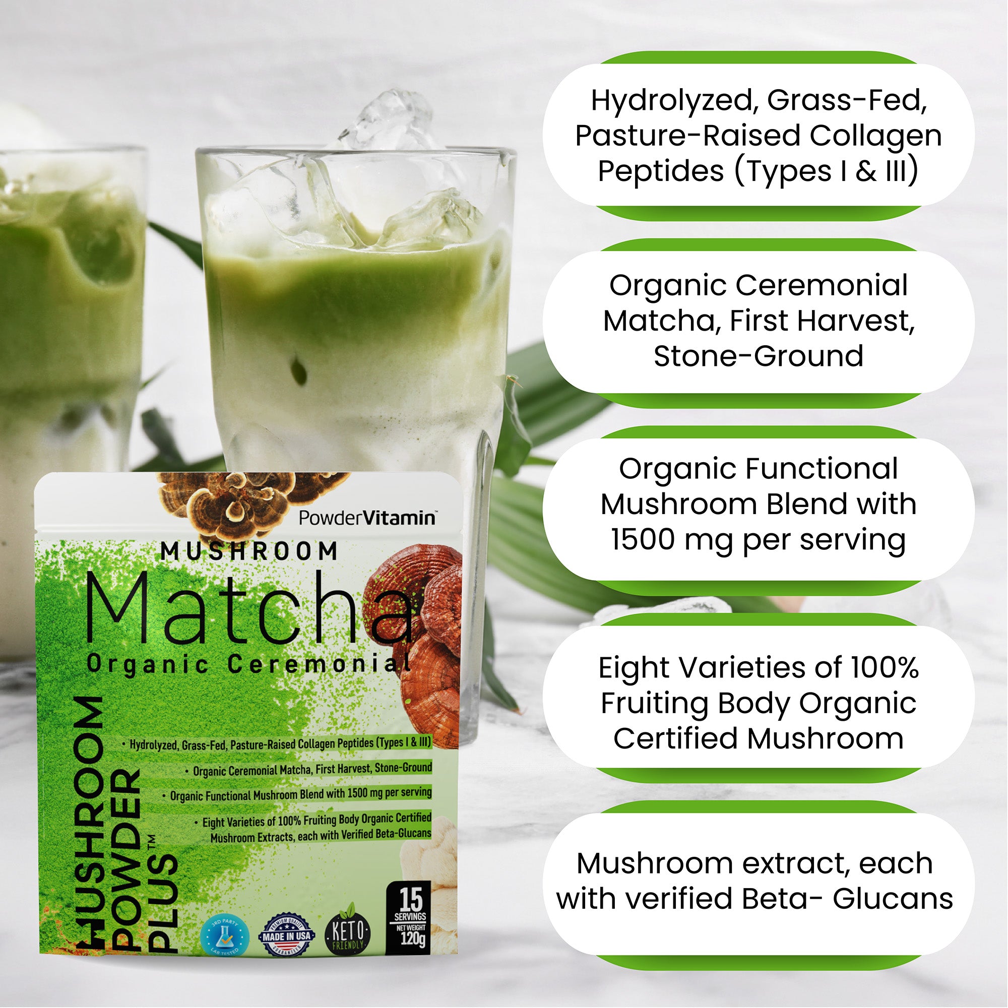 Mushroom Powder Plus™ Matcha 15 Servings